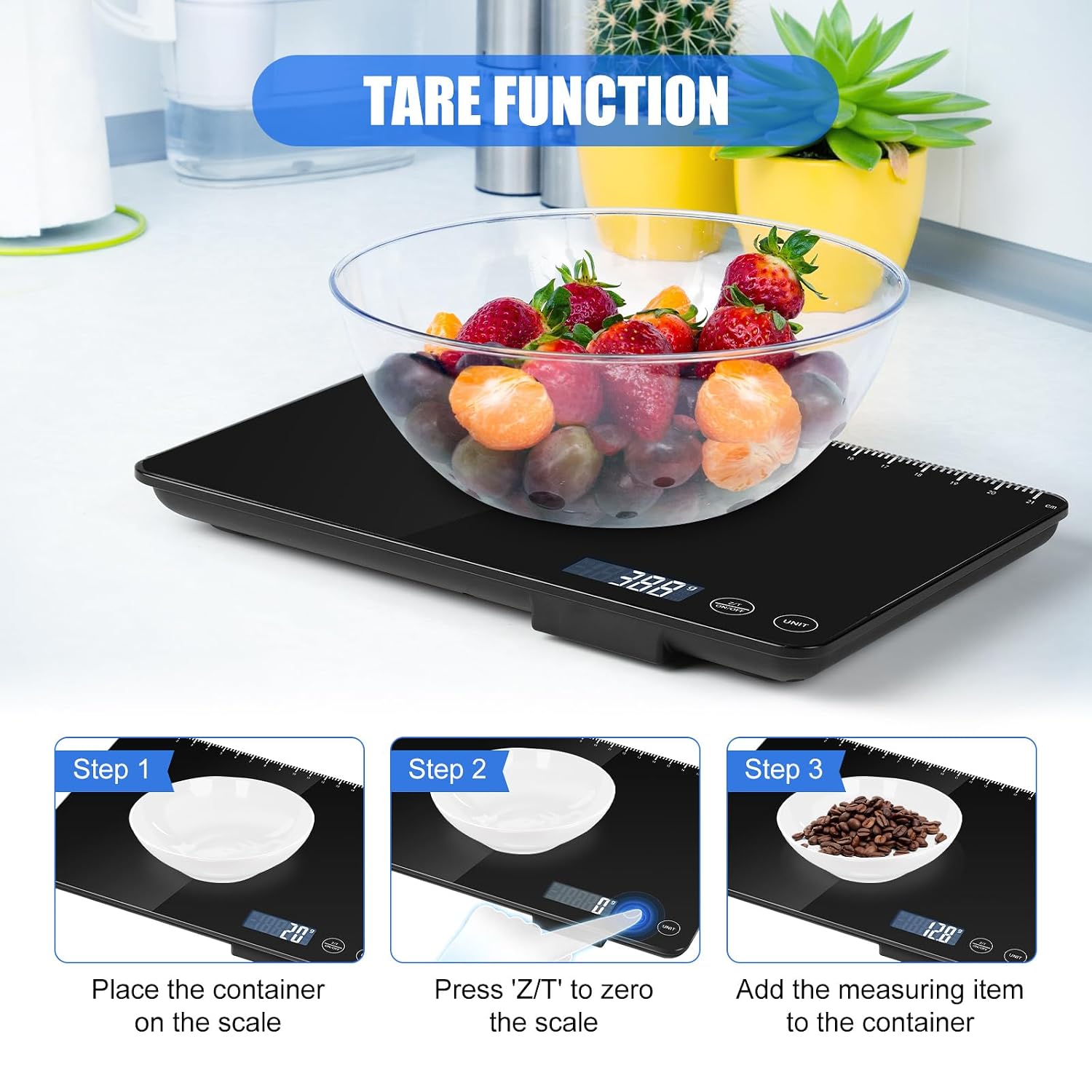 Digital Kitchen Scale, Large Capacity Food Scale, Easy Tare Function, Large LCD Display, Perfect for Cooking, Baking and Meal Prep