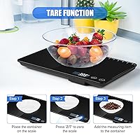 Vista 3 de Digital Kitchen Scale, Large Capacity Food Scale, Easy Tare Function, Large LCD Display, Perfect for Cooking, Baking and Meal Prep Black