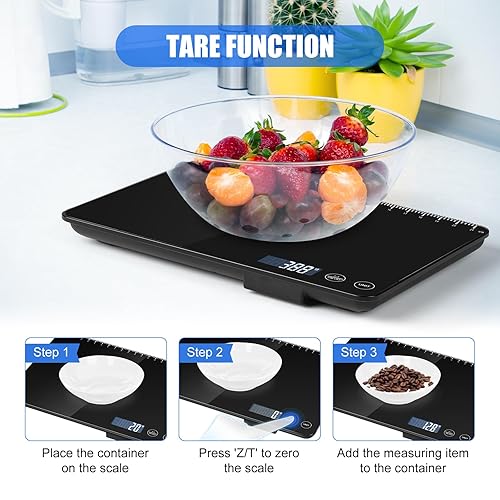 Miniatura 3 de Báscula digital de cocina, gran capacidad, función de tara fácil, pantalla LCD grande, perfecta para cocinar, hornear y preparar comidas