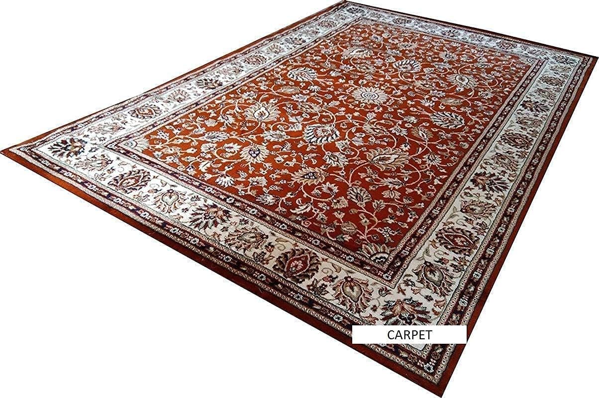 INDIAN RUGS Luxury 1 Inch Thickness Approx & Extra Soft Touch Beautiful Kashmiri Design Carpets for Living Room Bedroom & Home Washable Rug Rust-2(5X7 FEET)