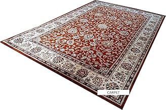 Luxury 1 Inch Thickness Approx & Extra Soft Touch Beautiful Kashmiri Design Carpets 6X9 FEET for Living Room Bedroom & Home Washable Rug (Rust-2)