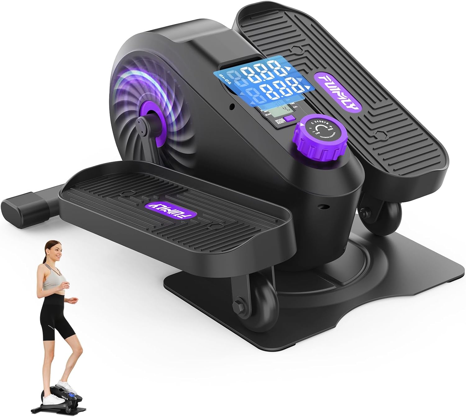 FUNMILY Under Desk Elliptical, Ellipse Leg Exerciser, Standing or Seated Mini Elliptical Machines, Portable Bike Pedal Exerciser for Seniors/Adults, Leg Workout Equipment for Home/Office Violet