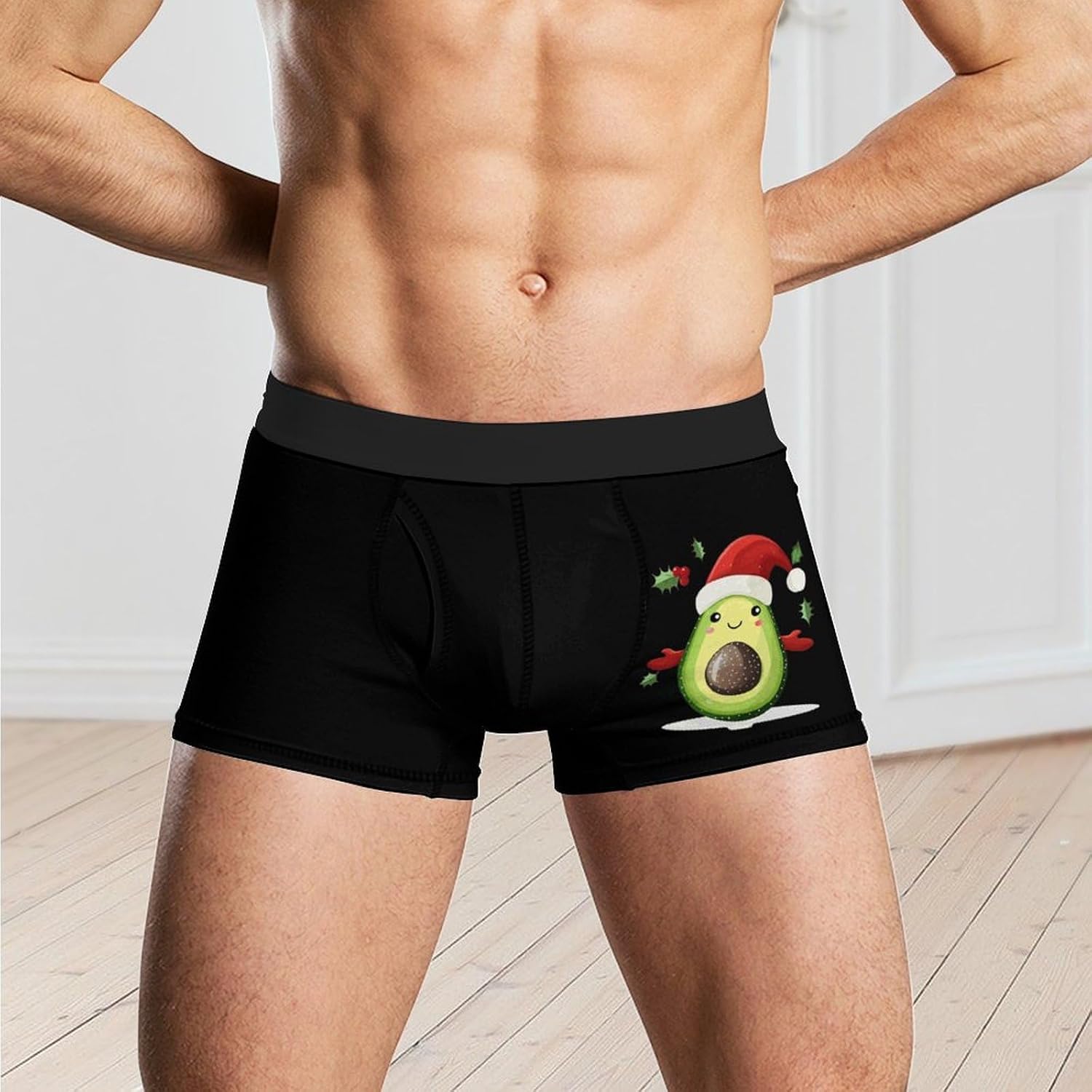Avocado Merry Christmas Men's Boxer Briefs Novelty Underwear Trunks Short Underpants