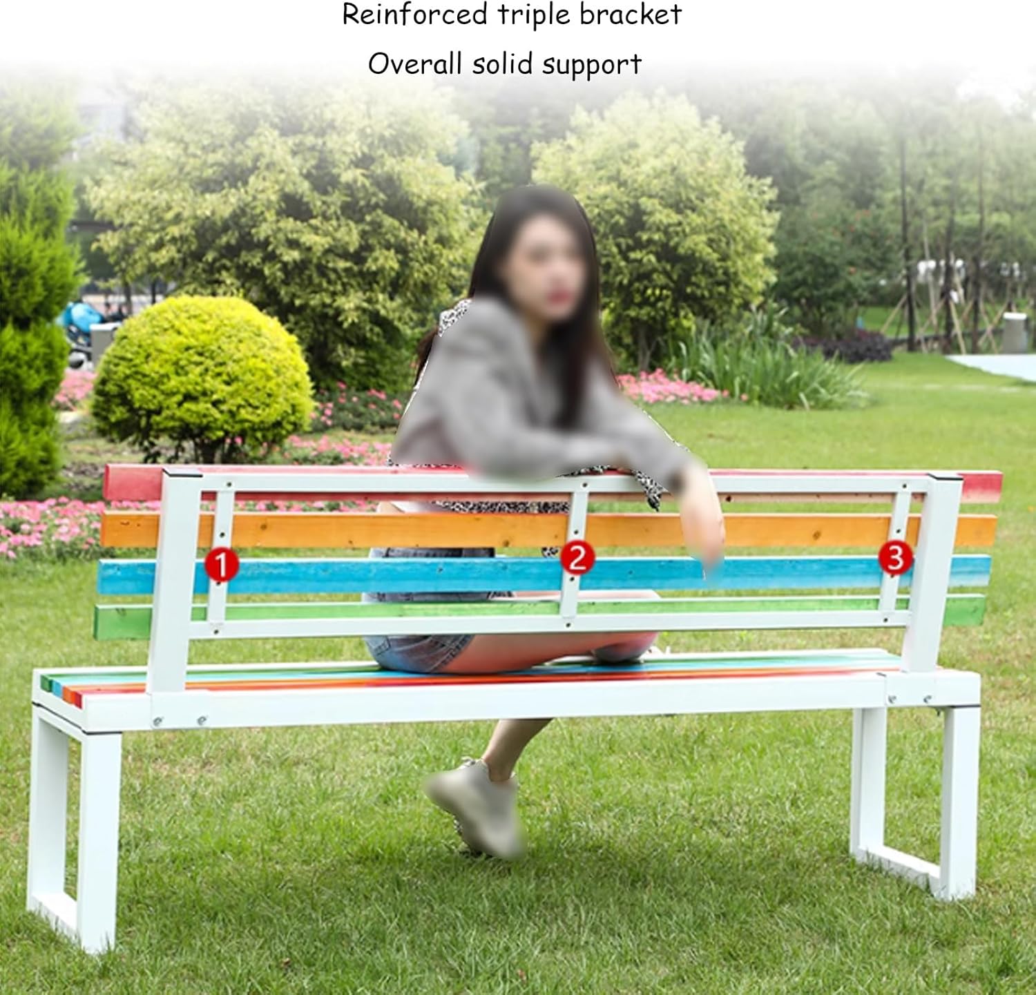 Outdoor Patio Bench, 108° Ergonomic Design Garden Bench, Reinforced Triple Brace Chair, Reserve Fixing Holes, Enjoy Comfortable Outdoor Time (Color : Black, Size : 47.2in/120cm)