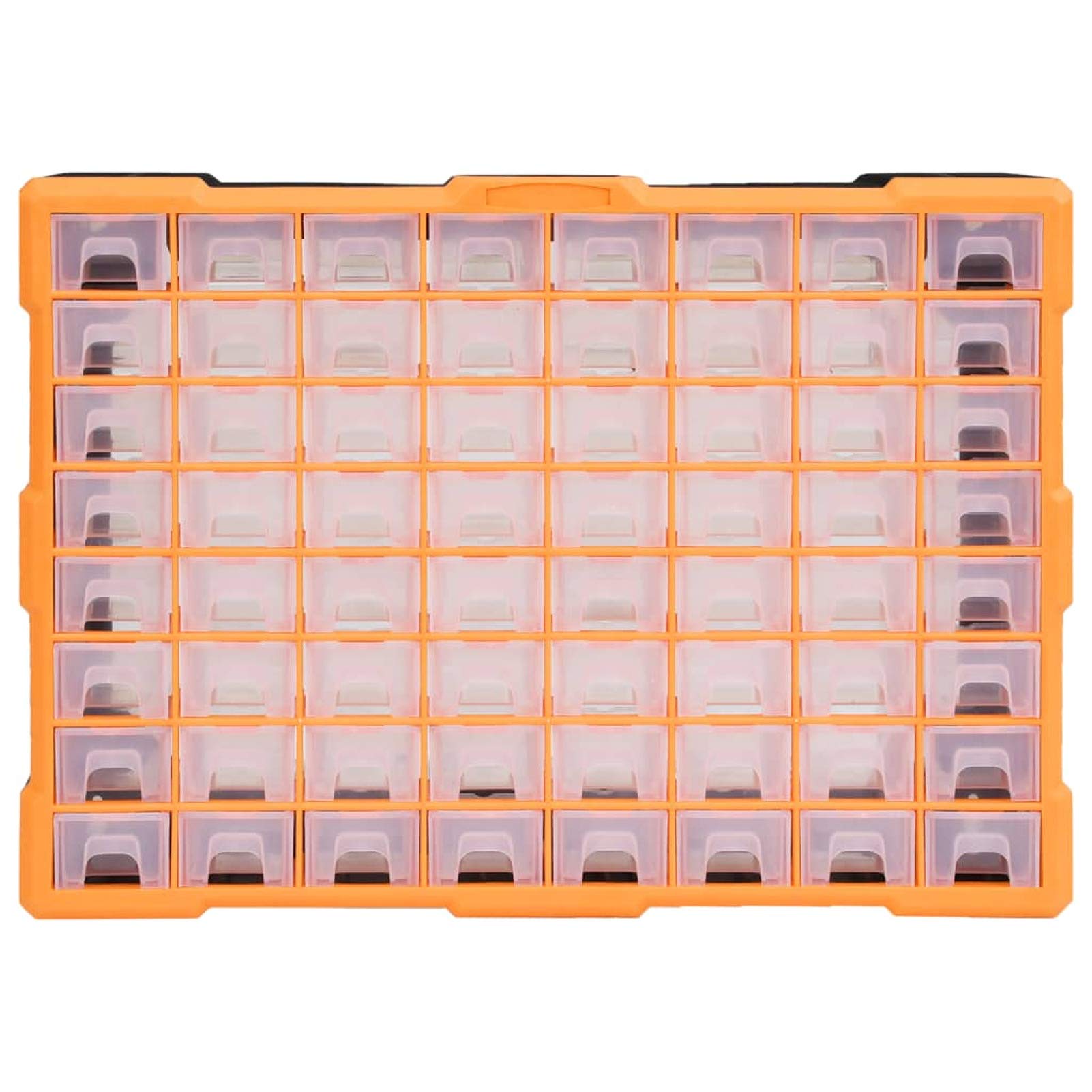 Festnight Módulo Clasificador para Piezas Pequeñas, 64 Cajones Extraíbles, Cajas de Almacenamiento, Módulos Organizador, Ideal Ferretería & Bricolaje, 52 x 16 x 37,5 cm,Naranja y Negro