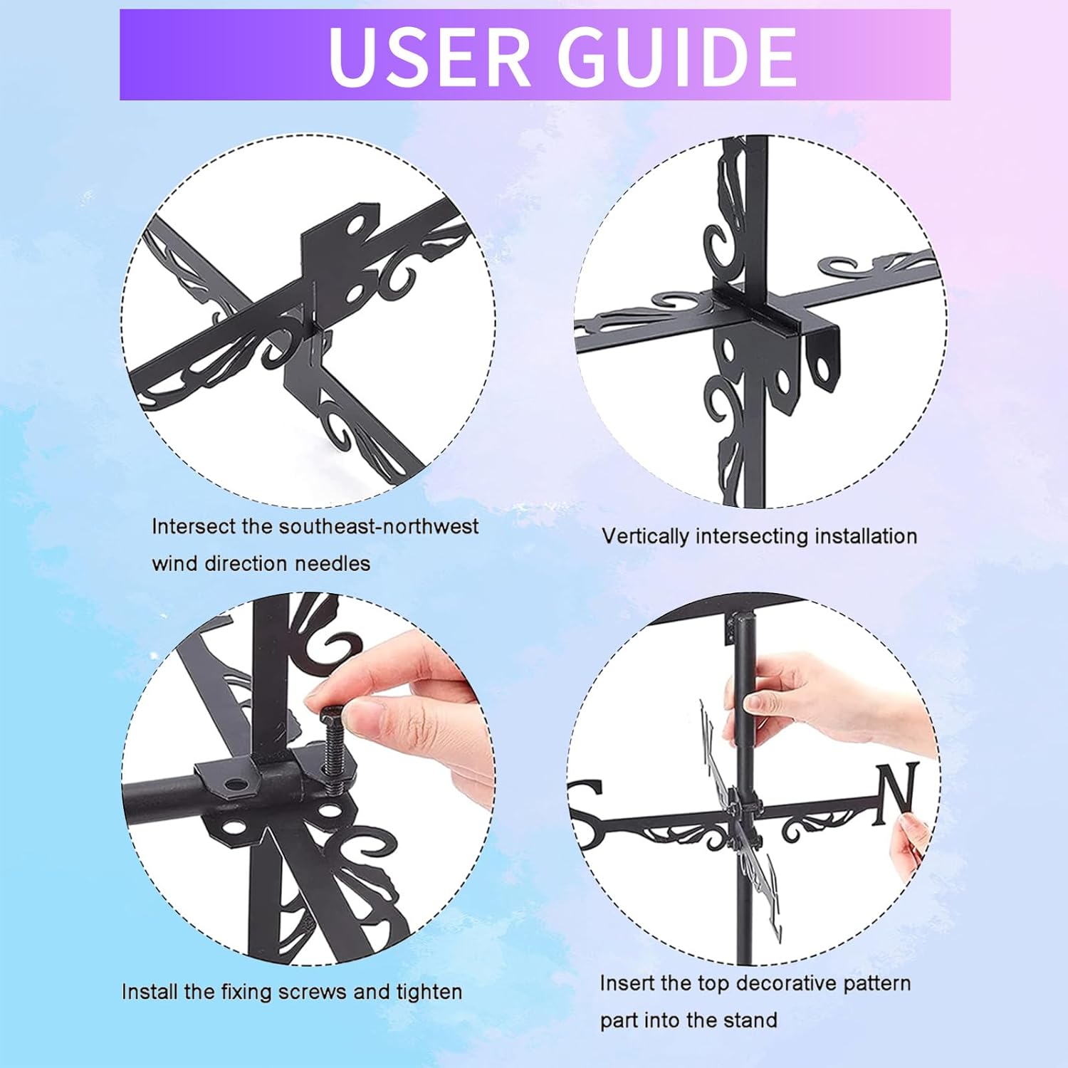 Blue Heron Weathervane Metal Wind Vane Arrow Weathercock Garden Decoration Wind Direction Indicator Stake Roof Mount Ornament for Farmhouse Yard Outdoor