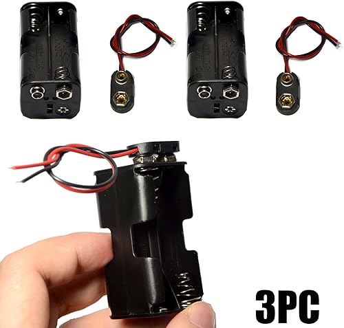 Miniatura 4 de 3 piezas 4 x 1.5 V (6 V) AA soporte de batería con 3 piezas 9V I tipo Snap conector carcasa de plástico de dos capas caja de batería