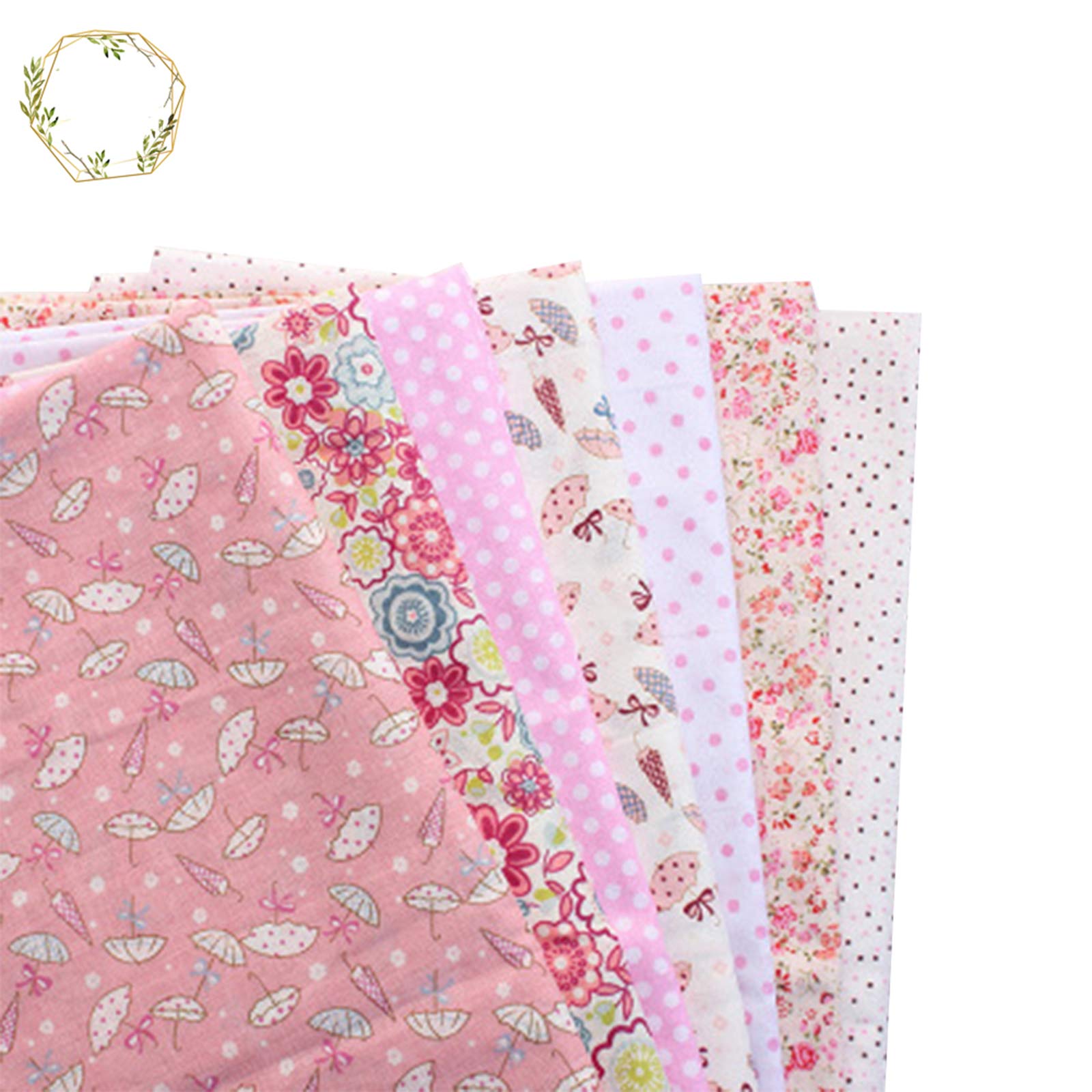 Floral Cotton Fabric Quilting Patchwork Fabric Fat Quarter Bundles Squares Patchwork DIY Sewing Scrapbooking Quilting Pattern Artcraft (7pcs, Pink, 9.8 x 9.8in)