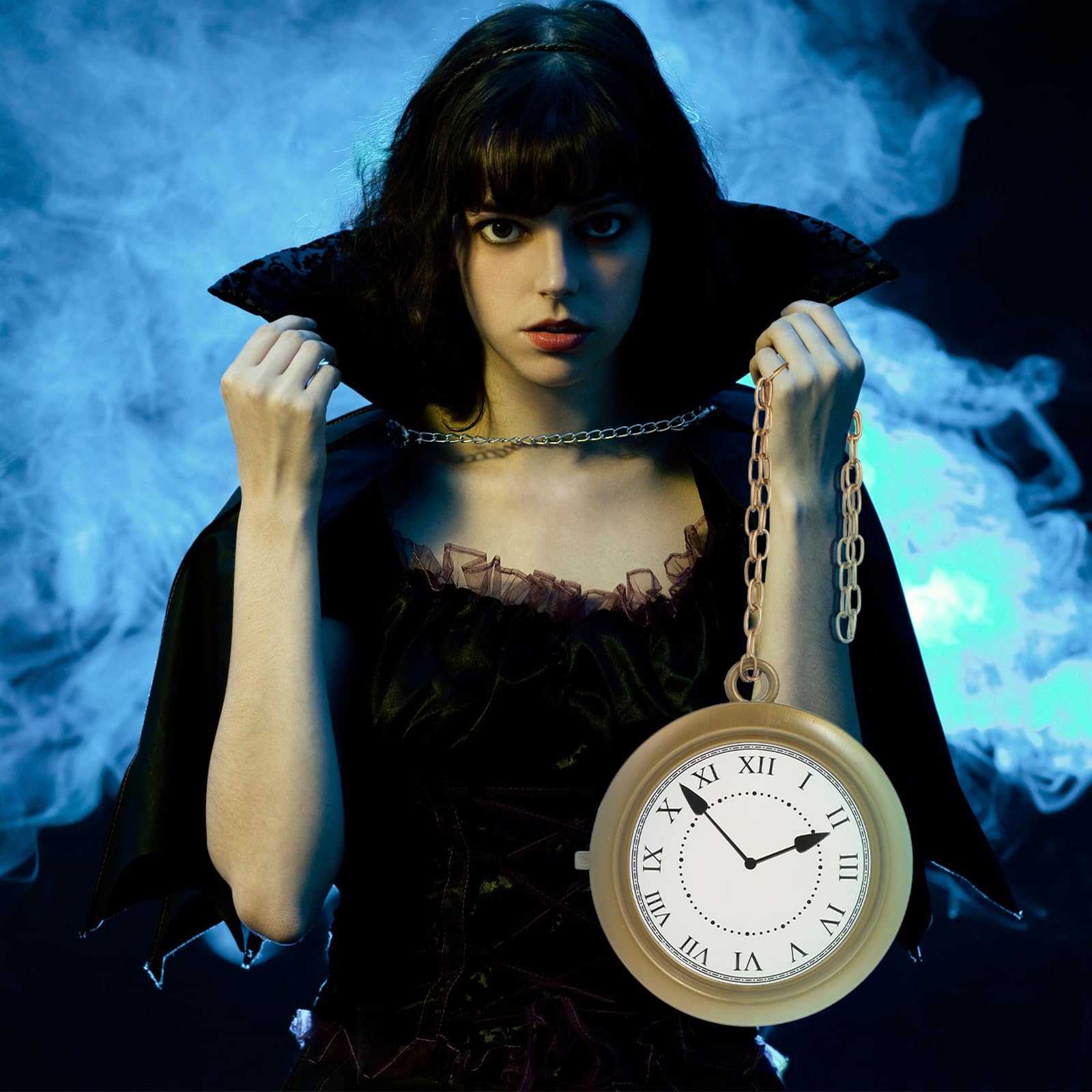 SAFIGLE 1 Piece Watch Necklace White Rabbit Clock Jumbo Flavour Hip Hop Rapper Watch Necklaces For Halloween White Rabbit Costume Accessories Party Supplies - Image 2