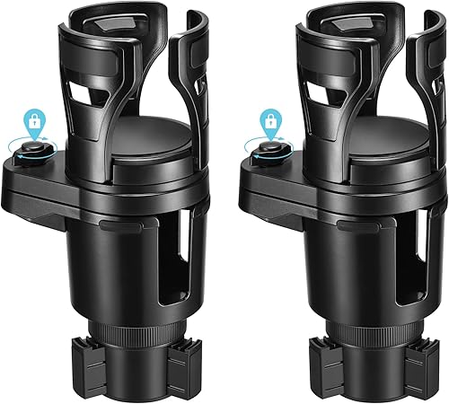 Miniatura 1 de Paquete de 2 expansores de portavasos para automóvil, extensor de portavasos 2 en 1 con función de rotación y bloqueo de 360, taza de automóvil