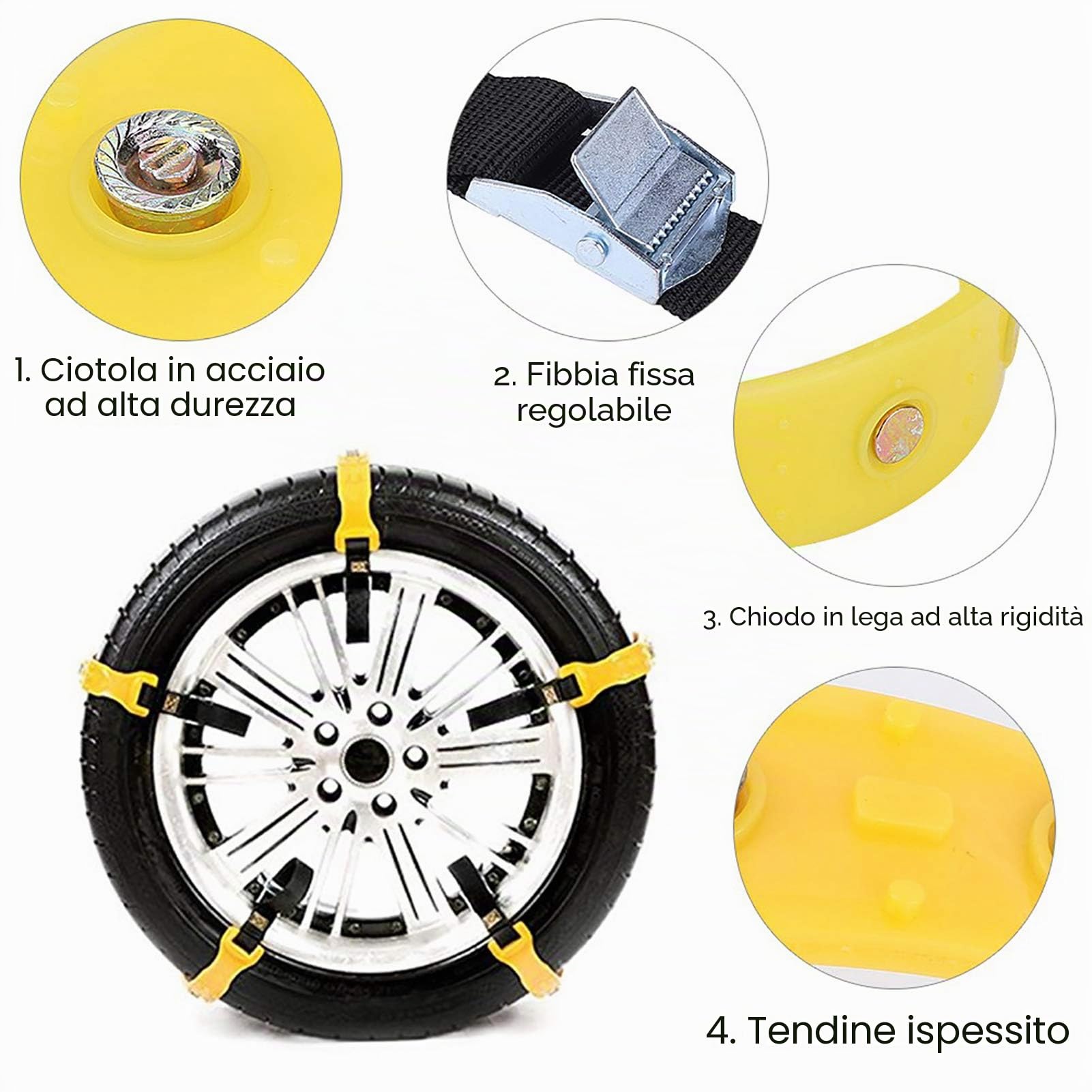 Catena antislittamento per pneumatici, 10 pezzi 185-225 Mm cintura antislittamento per pneumatici, neve, catene per pneumatici di sicurezza per auto, acciaio TPU