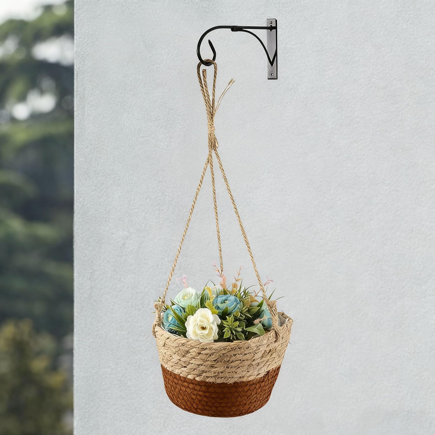 Pot De Fleurs Tissé Panier, Suspendu Panier Tissé, Panier Suspendu de Plantes, Plante Suspendu Paniers de Fleurs, pour Plantes, Intérieure ou Extérieure (Café)