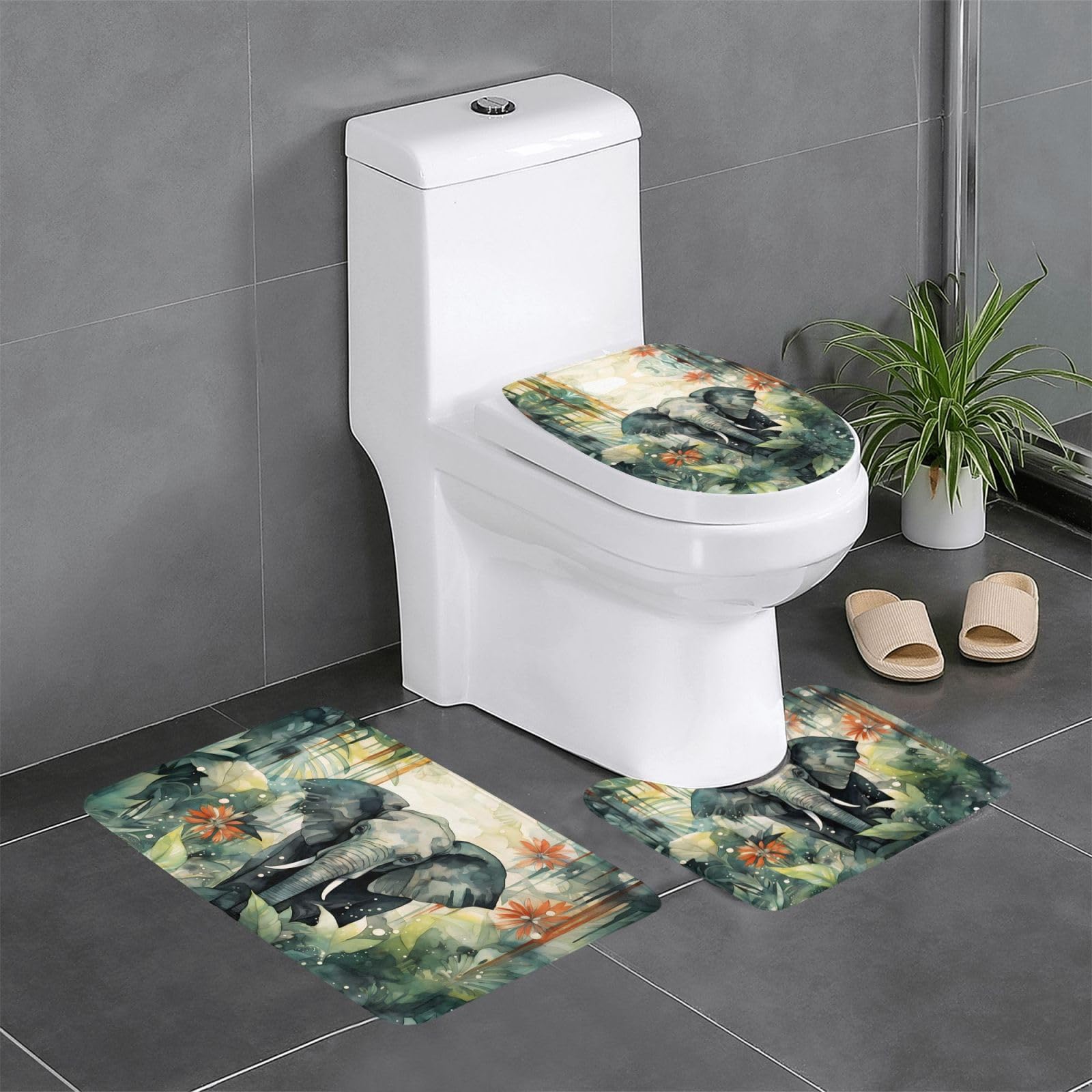 Tapis de salle de bain antidérapants éléphant lot de 3