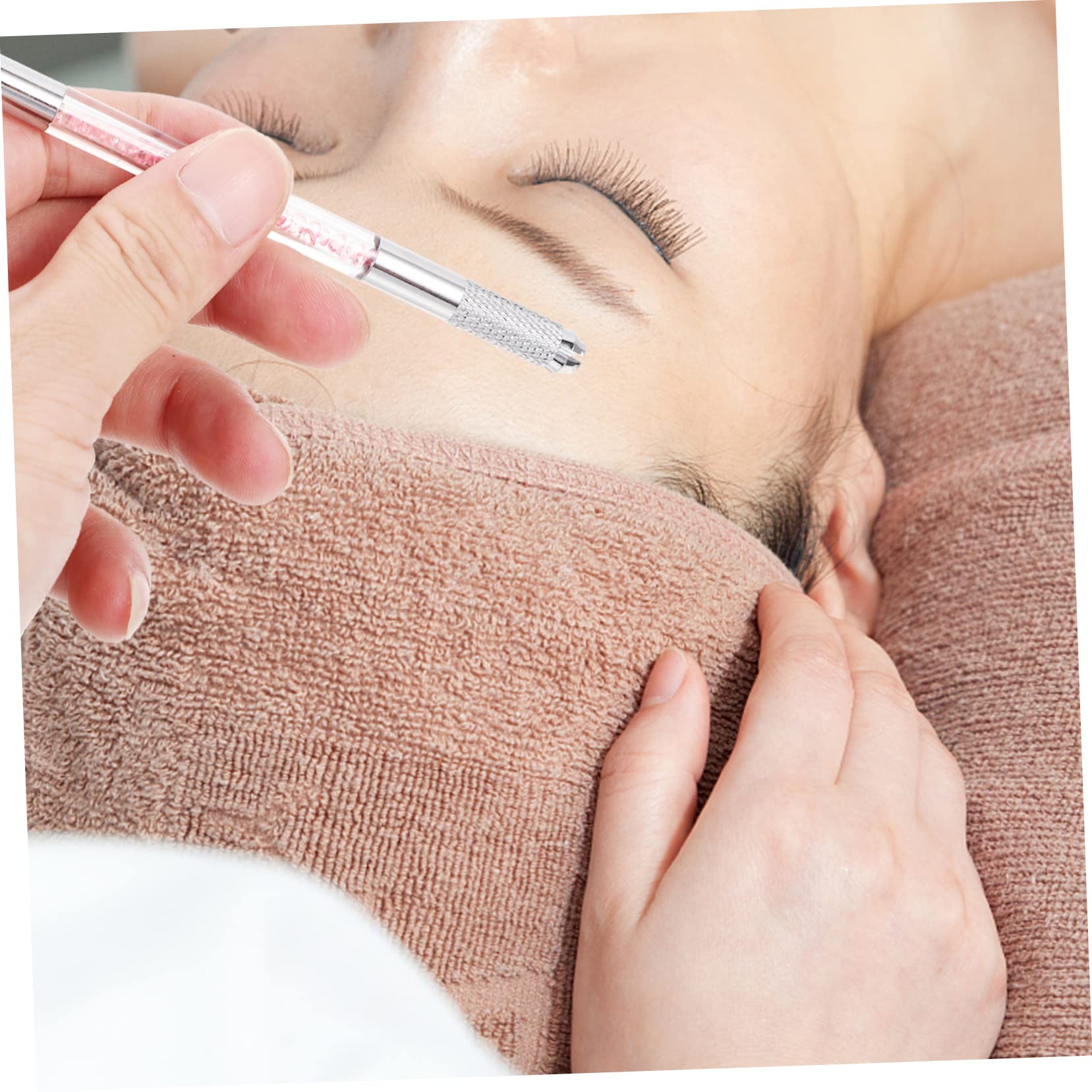 Microblading Augenbrauenstift Dual Ende 10 Stück Weiß Rosa Microblading Make up Stift Tätowierwerkzeug Kompakt Tragbar Für Kosmetik Schönheitssalon
