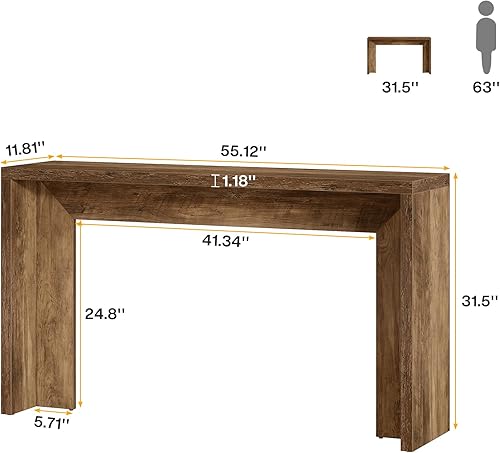 Miniatura 2 de Tribesigns Mesa consola de granja, mesa de sofá de madera de 55 pulgadas con almacenamiento para entrada, vestíbulo, pasillo, sala de estar, fácil
