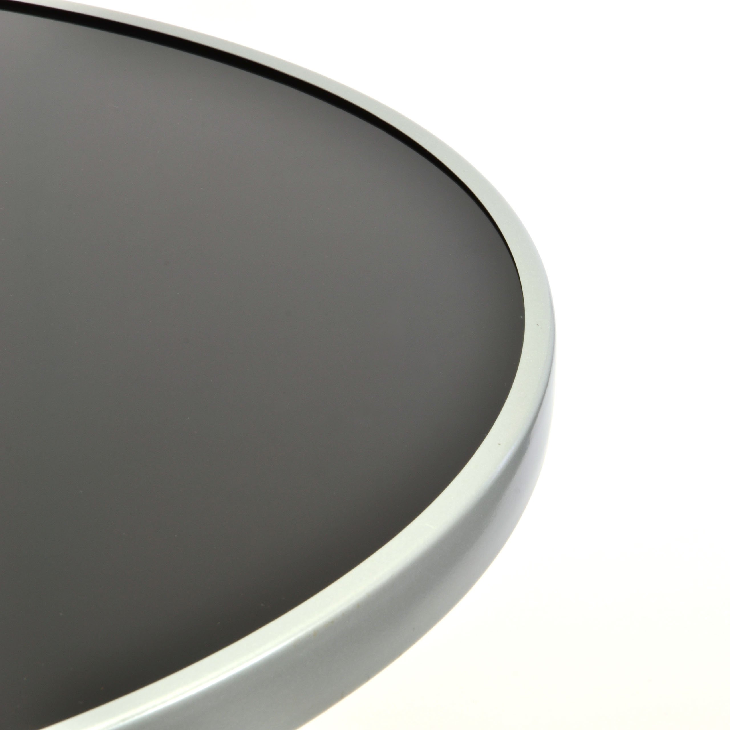 NEXOS Klappbarer Bistrotisch Lara aus Metall/Glas - Ø 70 cm | stabil und witterungsbeständig - Glasplatte Schwarz – Gestell Silber