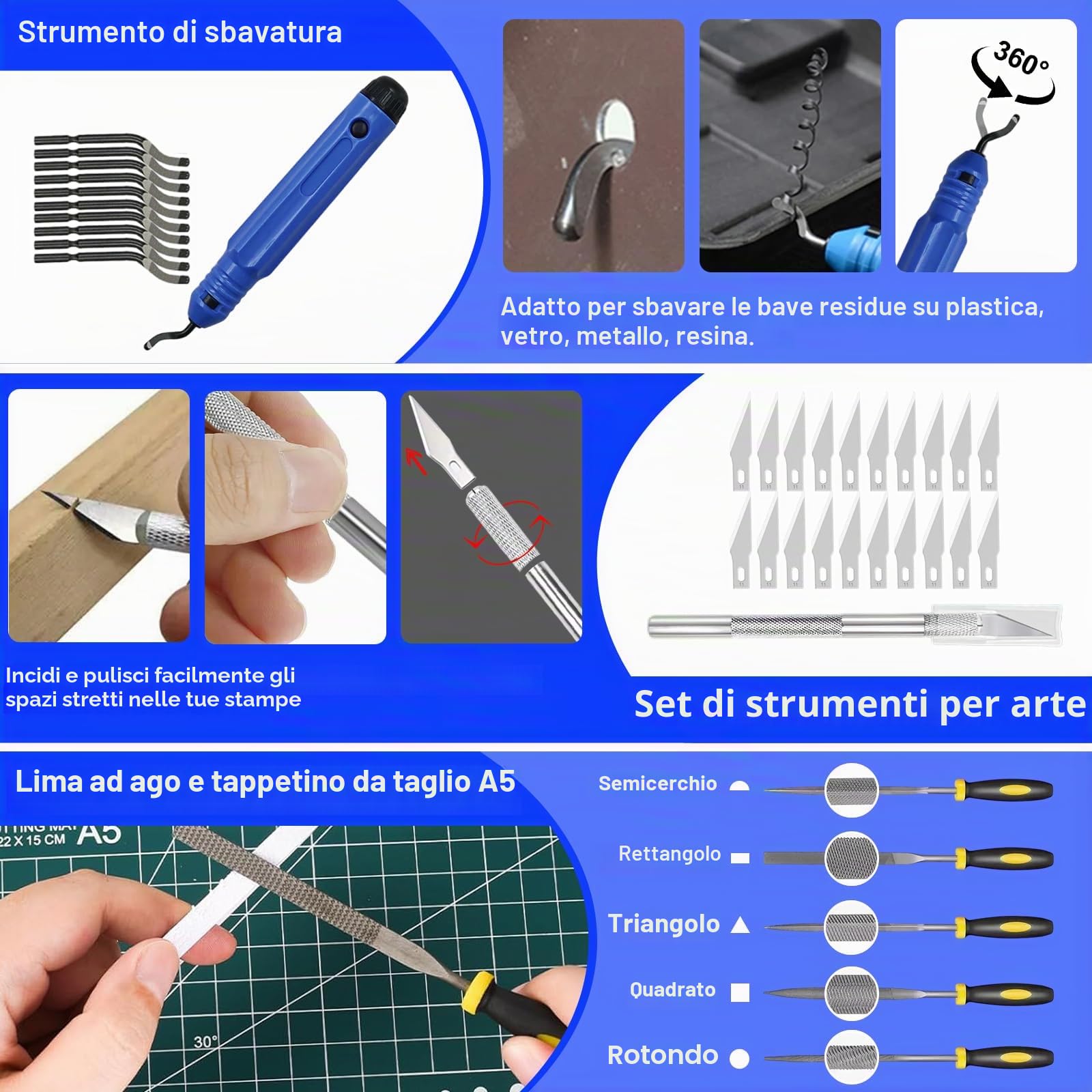 Kit di strumenti e accessori per stampante 3D, 135 pezzi, set di strumenti per stampa 3D con cassetta degli attrezzi, accessorio per stampante 3D, incluso kit di pulizia degli ugelli, lucidatrice