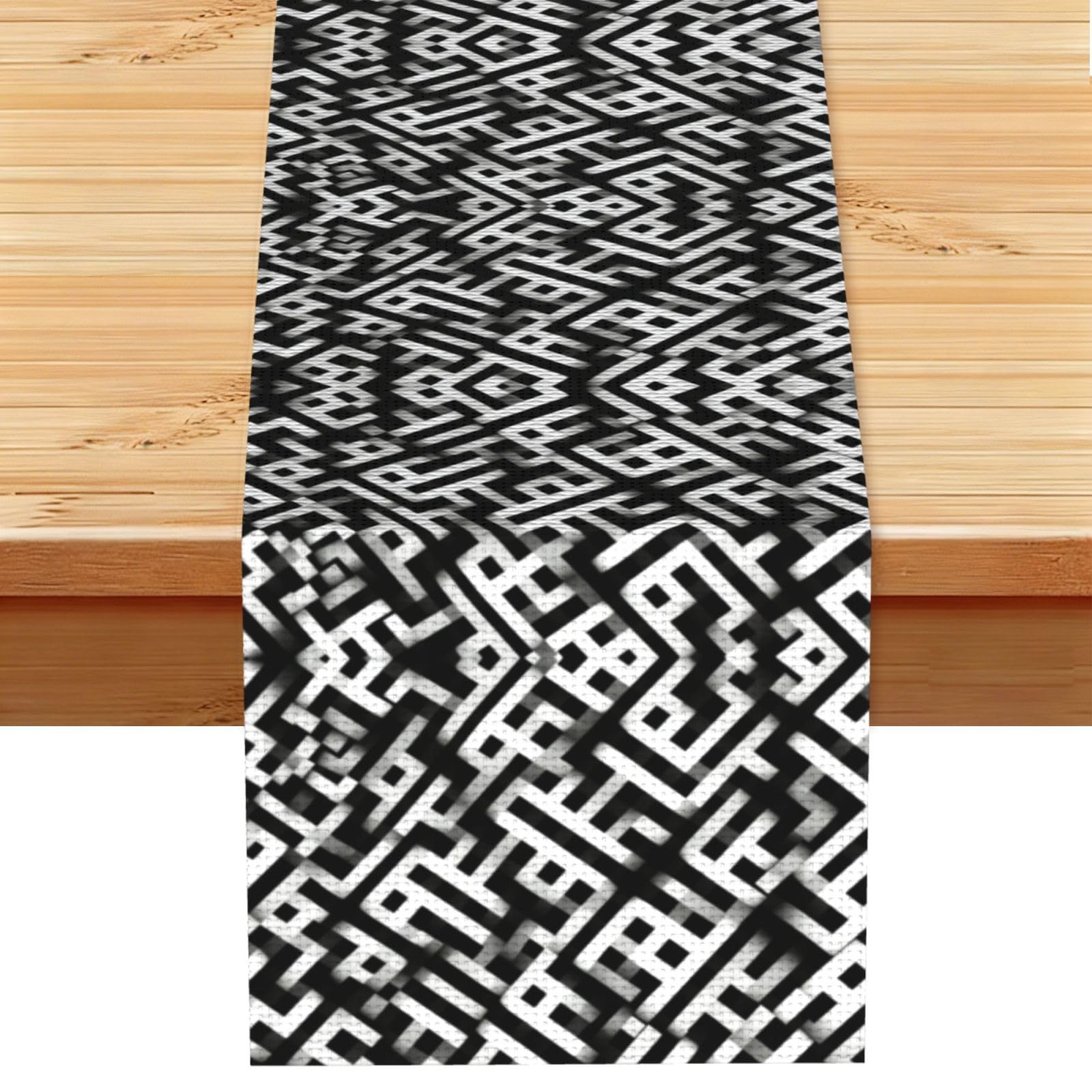 Black and White Grid Print Table Runner World Cup-Themed Dining Table Decor for Coffee Dining Table and More