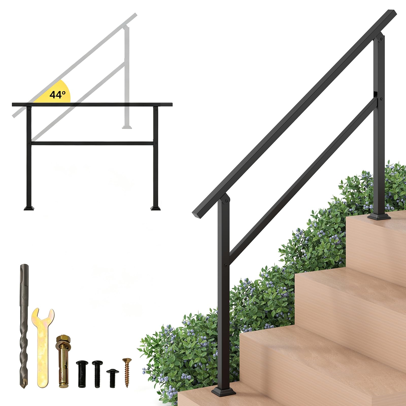 COSTWAY Main Courante pour Escalier 0-4 Marches en Métal