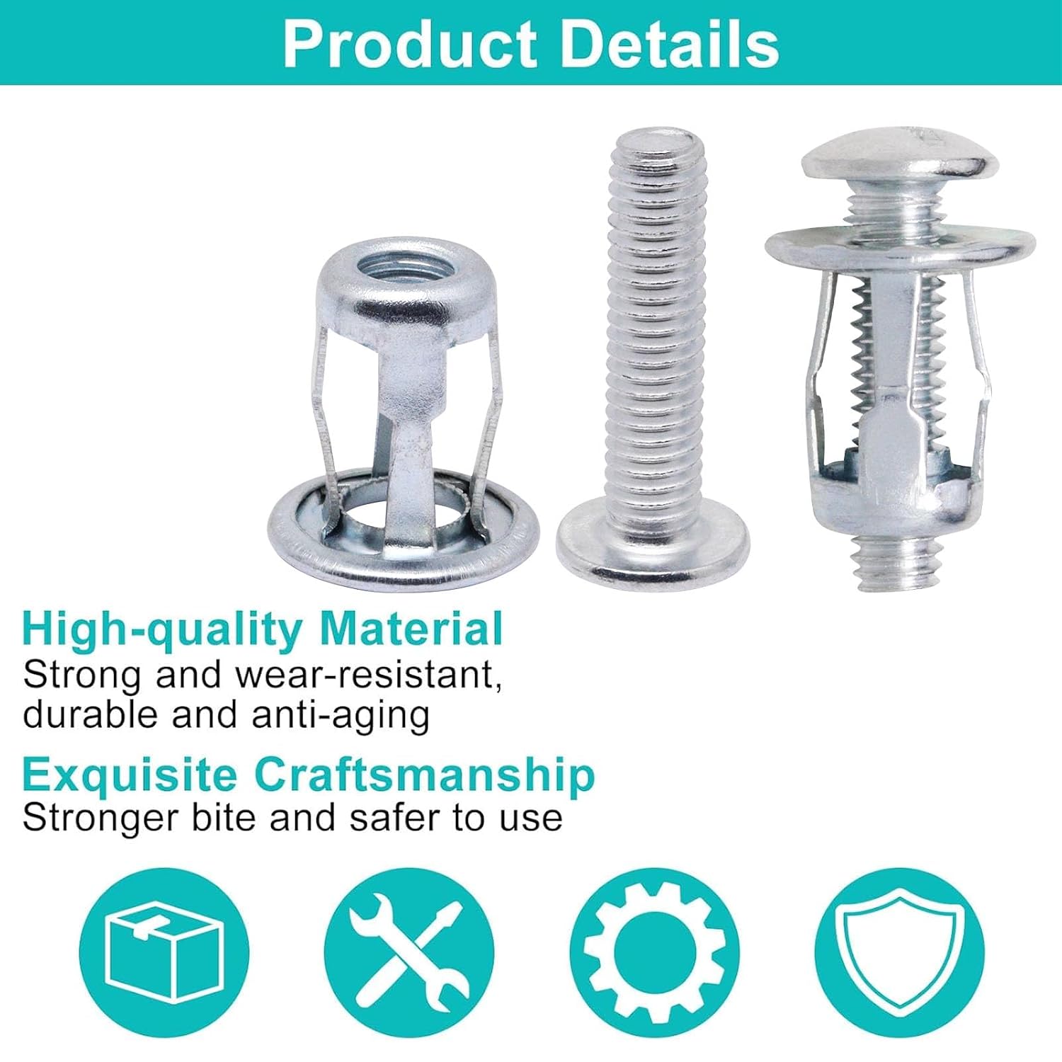 M6 × 25 Hollow Door Anchors, 20PCS Metal Cavity Fixing Hollow Wall Anchors for 0-5mm Door Wall, Aluminium Cladding, Steel Pipe, Iron Sheet, Plastic Sheet