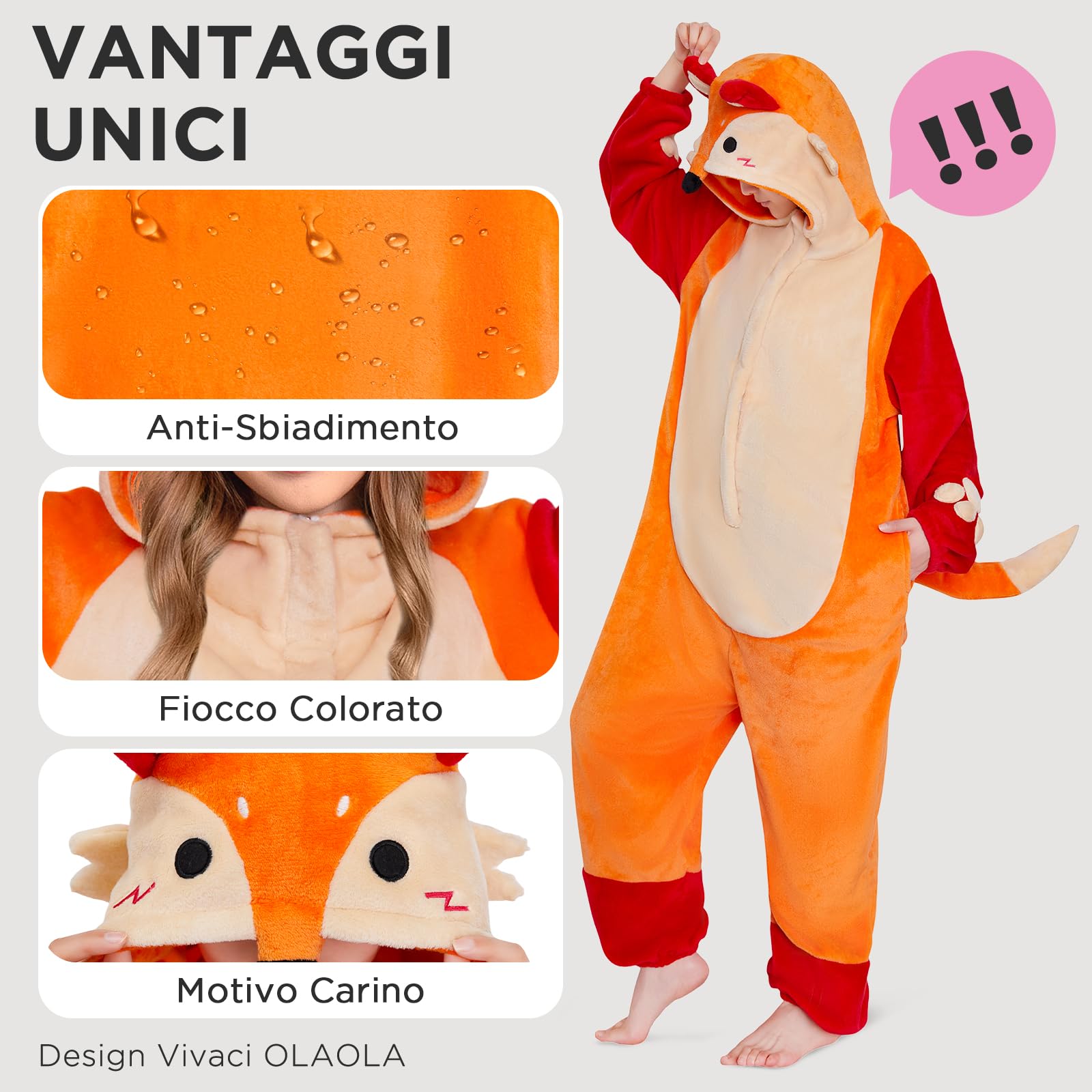 OLAOLA Pigiama Animale per Adulti, Costume da Pile, Onesie Unisex per Cosplay di Halloween, Pigiama Intero per Donna e Uomo