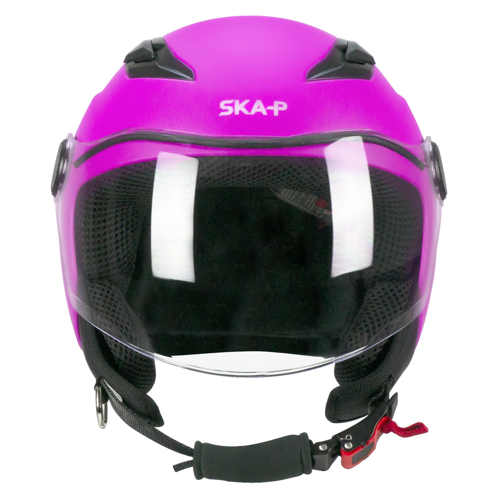 SKA-P Casco de Cara Abierta Young, 2MHA POD Mono Fucsia Mate, YB (47-48 cm)