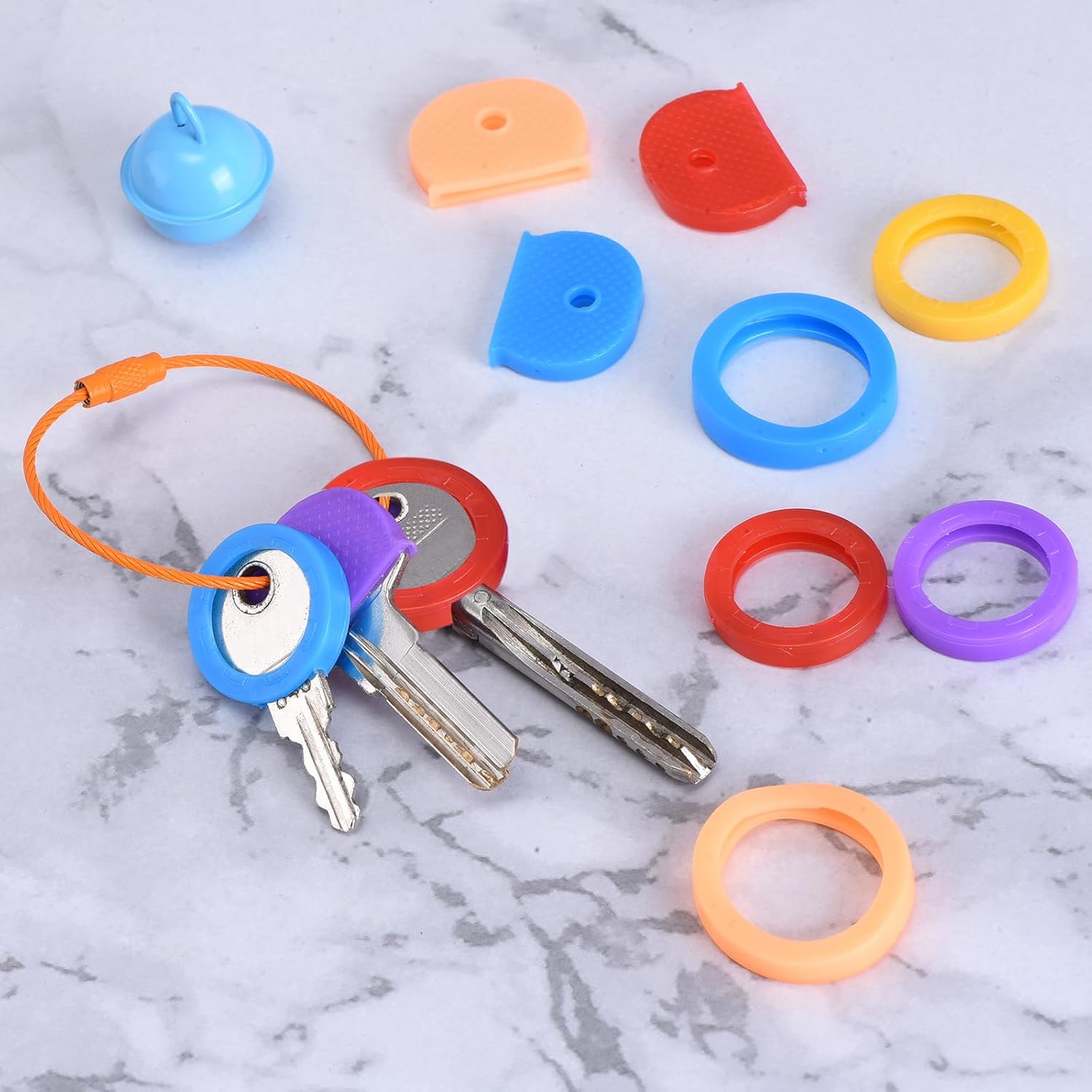 PATIKIL Key Caps Covers, 25 Pack Keys Identifiers Covers Coding Tags Marker Semicircle Silicone Sleeve for Office House Apartment, Blue