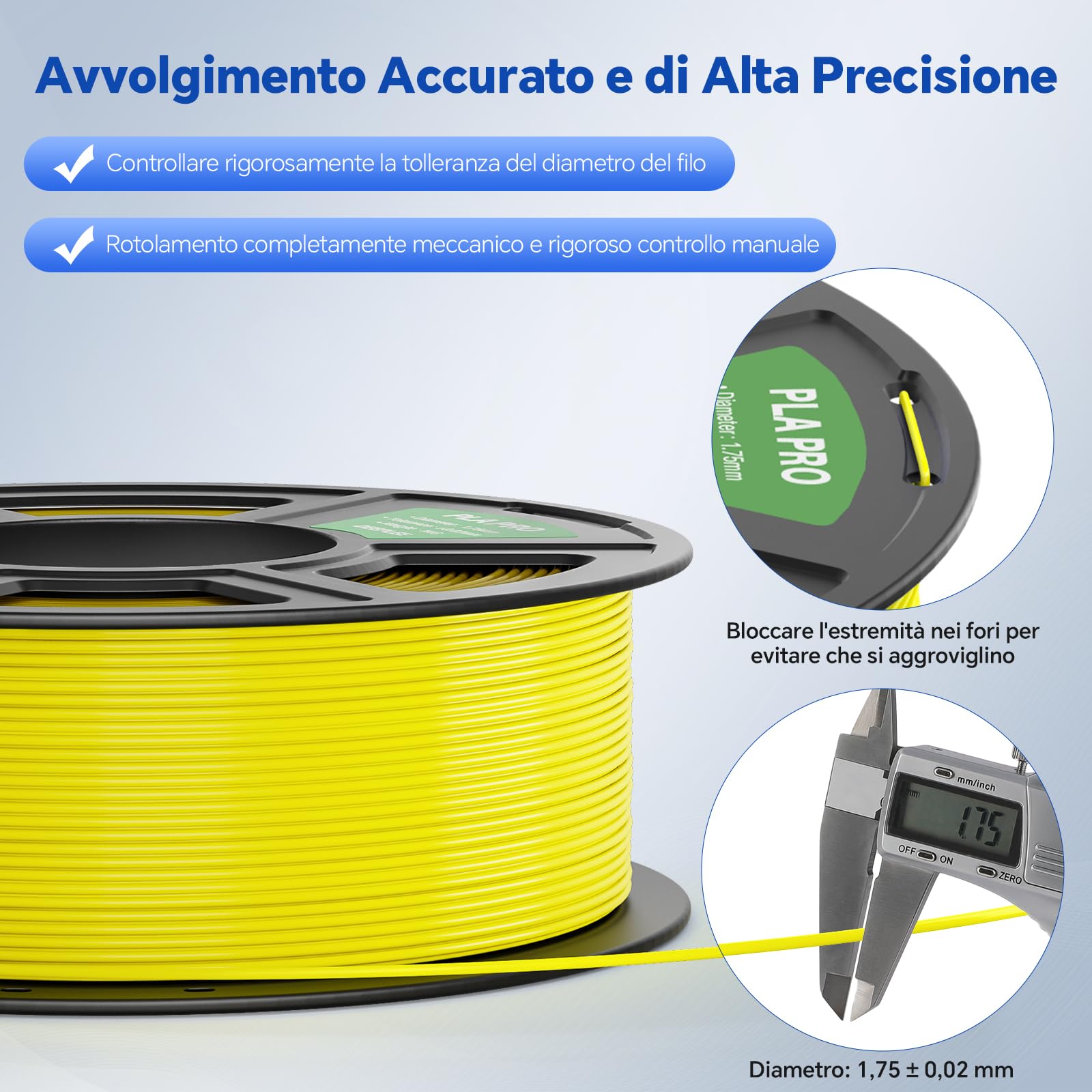 DEEPLEE Filamento PLA PRO 1.75 mm, 4 kg: Nero + Rosso + Giallo + Blu (4×1 kg), Maggiore Tenacia, Precisione ±0.02 mm, Facile da Stampare per Stampanti 3D FDM