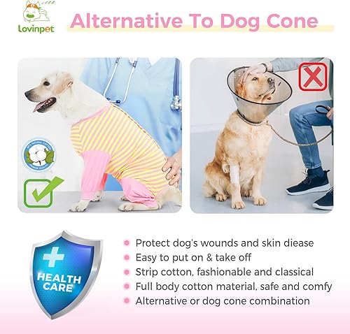 Miniatura 10 de LovinPet Traje de recuperación para perros grandes  Cobertura completa para perro grande, protector de heridas quirúrgicas, adecuado para heridas