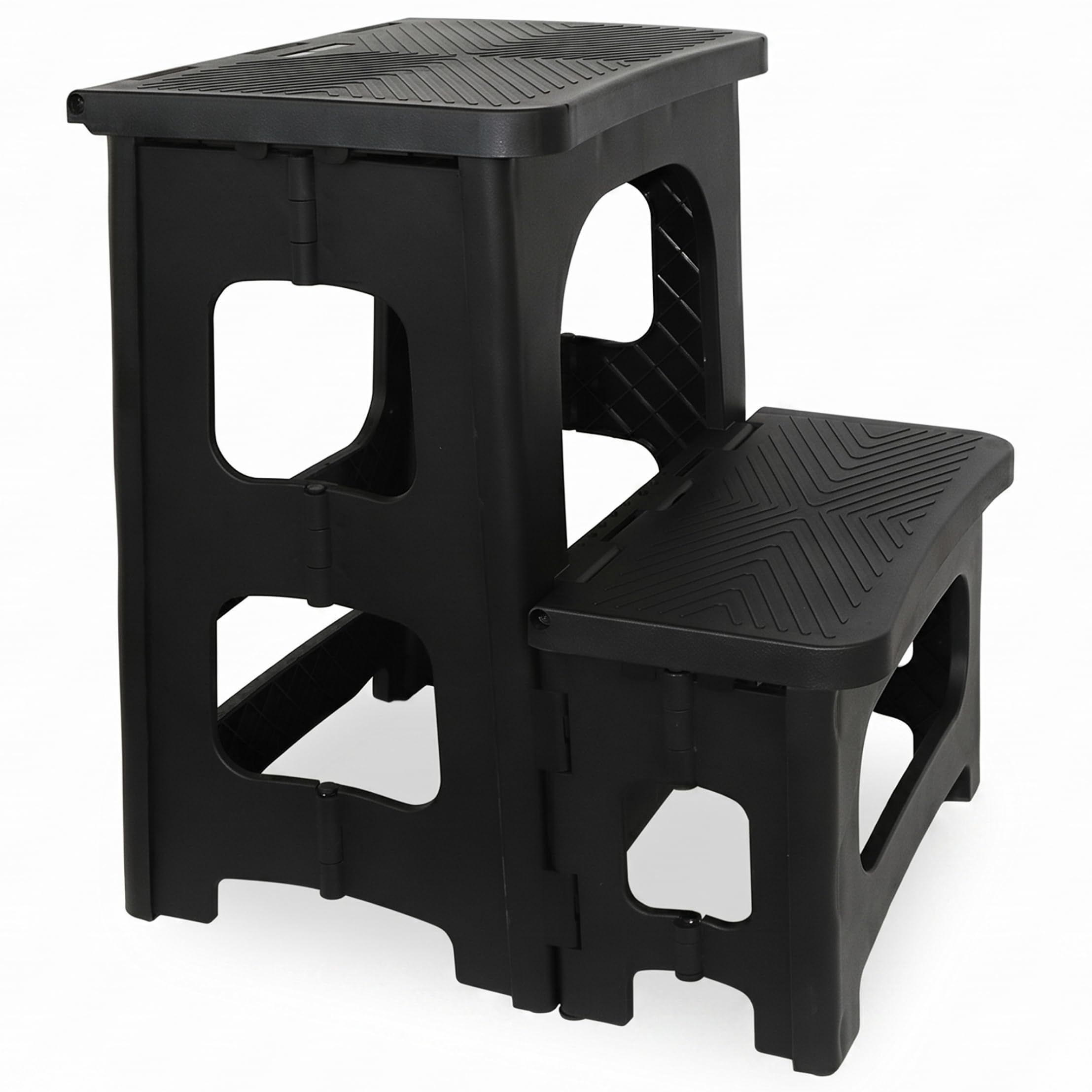 Gradini in plastica per vasca idromassaggio, antiscivolo, impermeabili, neri, a 2 livelli, con superficie strutturata antiscivolo, struttura resistente e impermeabile, adatta a vasche idromassaggio