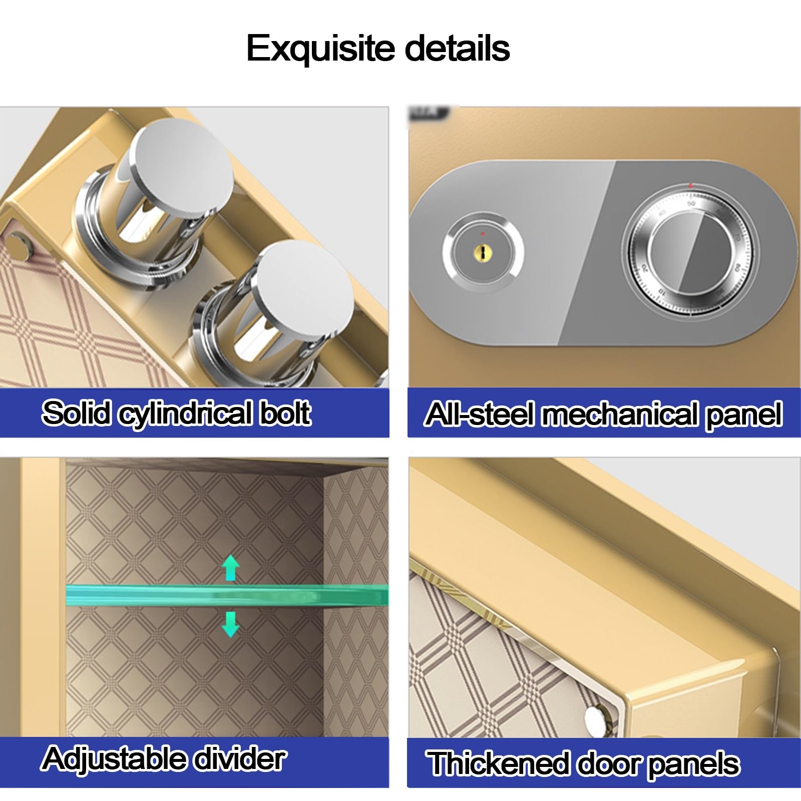 Piccola Cassaforte per Soldi Cassaforte a Combinazione Meccanica Interamente In Acciaio con Scomparto Interno per La Privacy Ripiani Regolabili Safe per La Casa, L'hotel(Black,33x38x45cm)