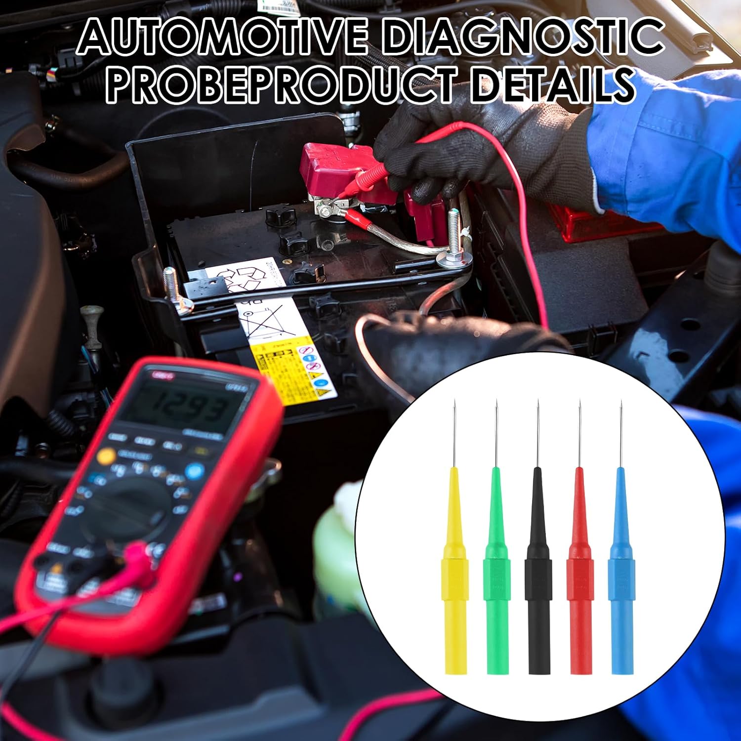 10 Pcs Back Probe Pin Kit (4mm Banana Socket, 0.7mm Needle), Non-Destructive Insulation Wire Piercing Needle for Car Tester Automotive Circuit Testing Multimeter