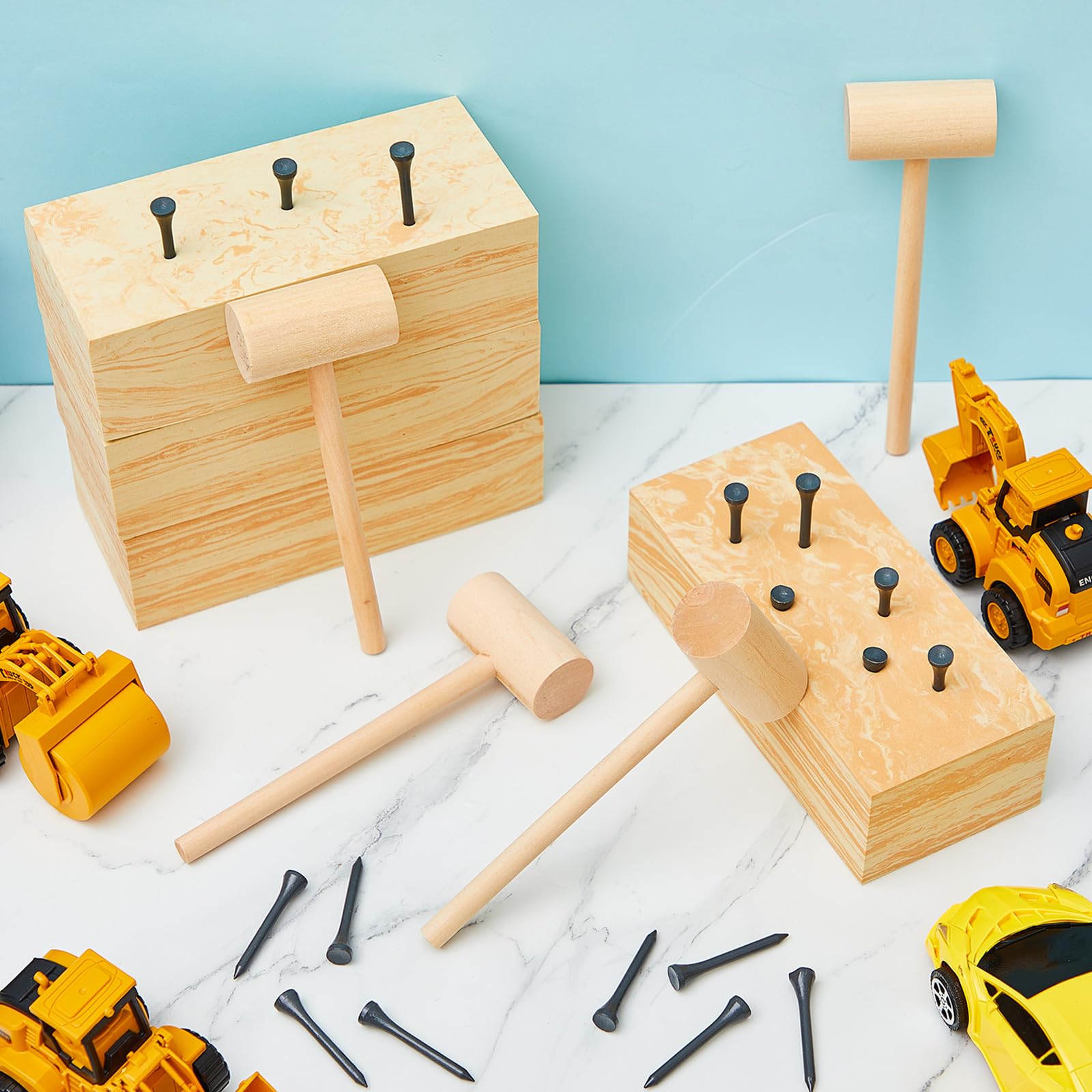 Juego de 8 herramientas de martillo de madera para niños, carpintería, juguetes de carpintería, juguetes de carpintería para niños de 8 años en adelante, banco de trabajo para construcción 6