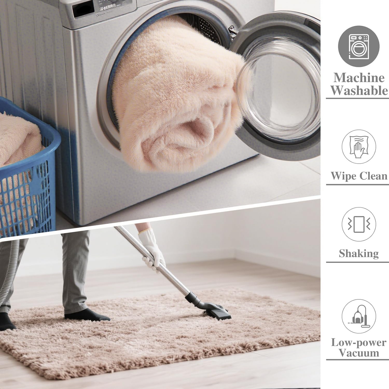 Solid Color Rabbit Fur Carpet, Ultra-Soft and Cozy, Perfect for Bedroom, Living Room Decor and Comfort (Cream, 4' x 6')