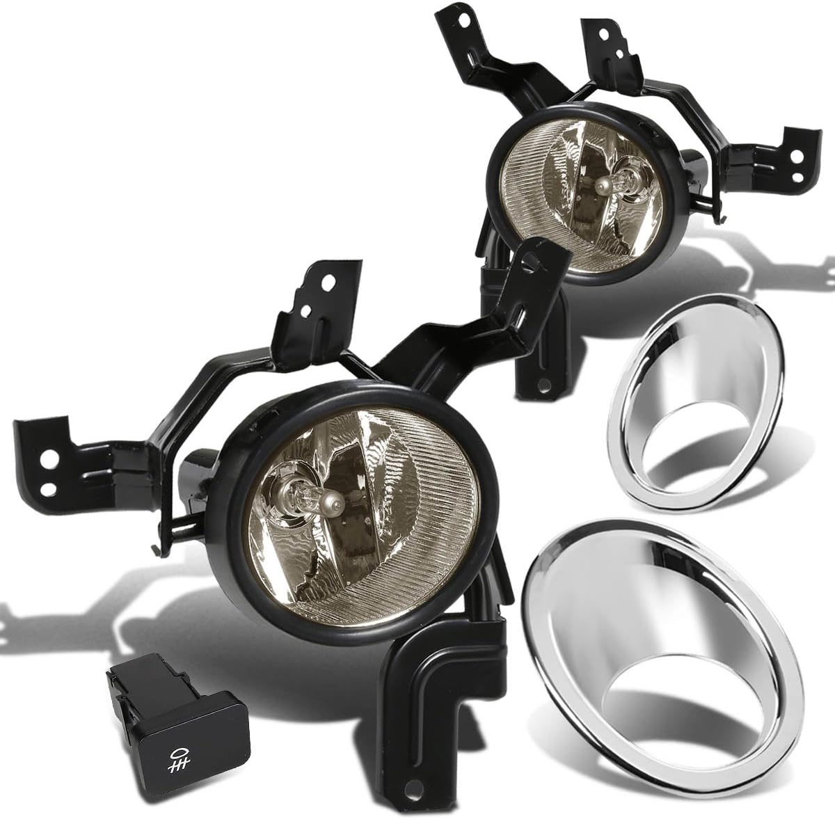 Auto Dynasty Fog Lights Assembly Compatible with 2007-2009 Honda CRV Front Bumper Driving Fog Lamps w/Switch and Bezel, Driver and Passenger Side, Clear Lens