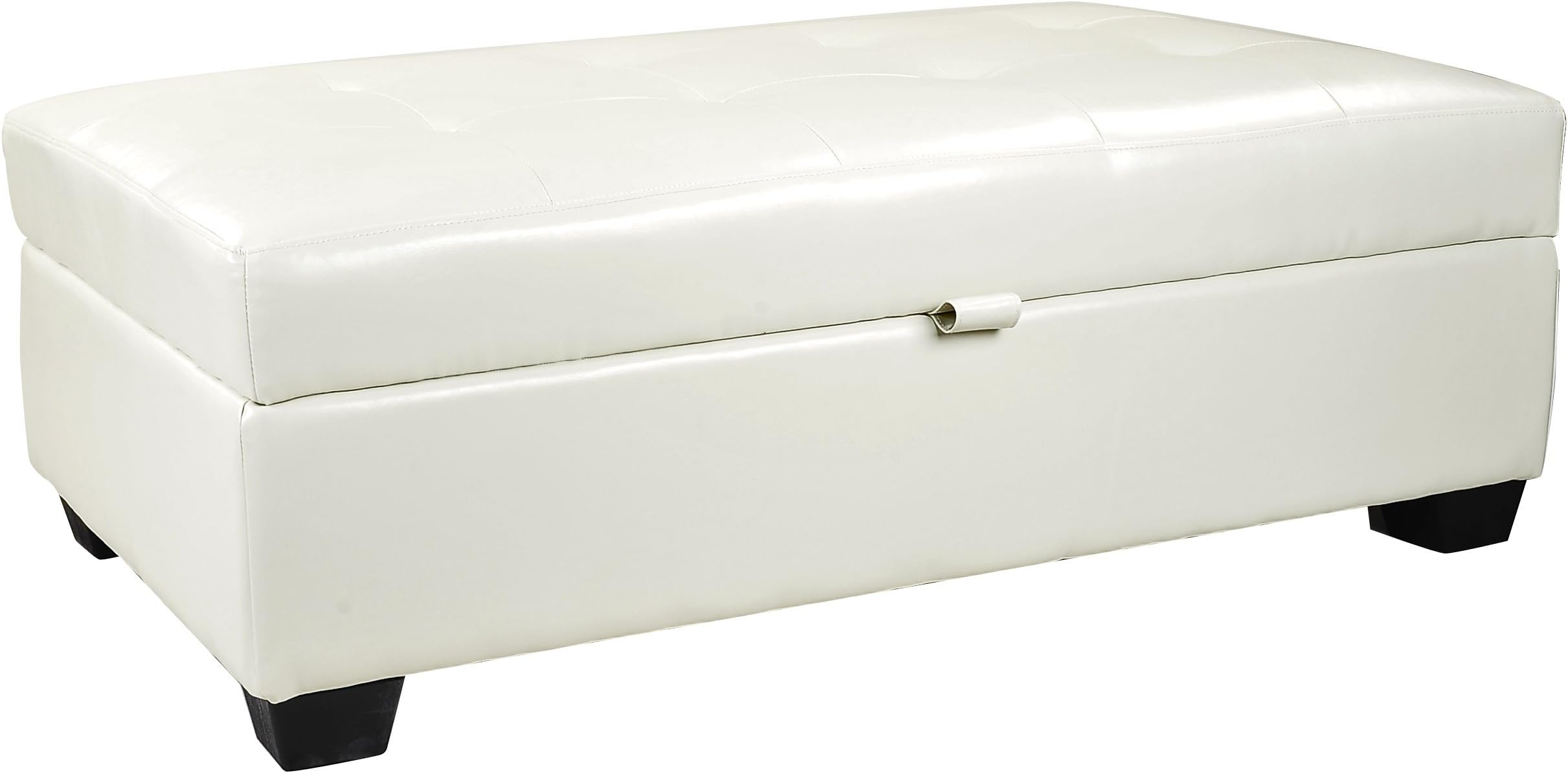 CorLiving Antonio Storage Ottoman in Creamy White Bonded Leather, White