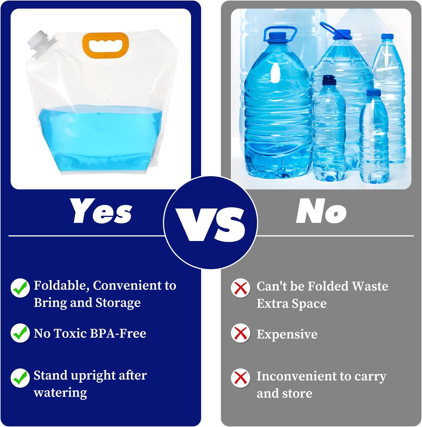 20 Pcs 1.3 Gallon Collapsible Water Emergency Container Bag 26 Gallon Freezable BPA Free Food Grade Clear Plastic Storage Foldable Bottle for Camping Riding