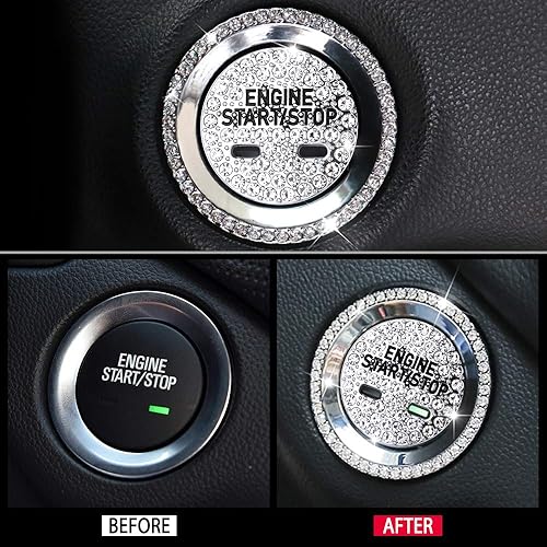 Miniatura 2 de CARFIB Accesorio brillante para el interior del automóvil para Cadillac CT6 CTS Escalade SRX XT5 XTS Anillo de botón de encendido Empuje Motor Start