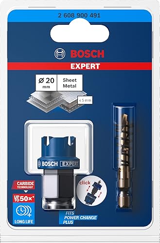 Miniatura 2 de Bosch 1 sierra perforadora de chapa experta, 0.787 in, azul, accesorio profesional para hojas de acero inoxidable y acero, compatible con sistemas