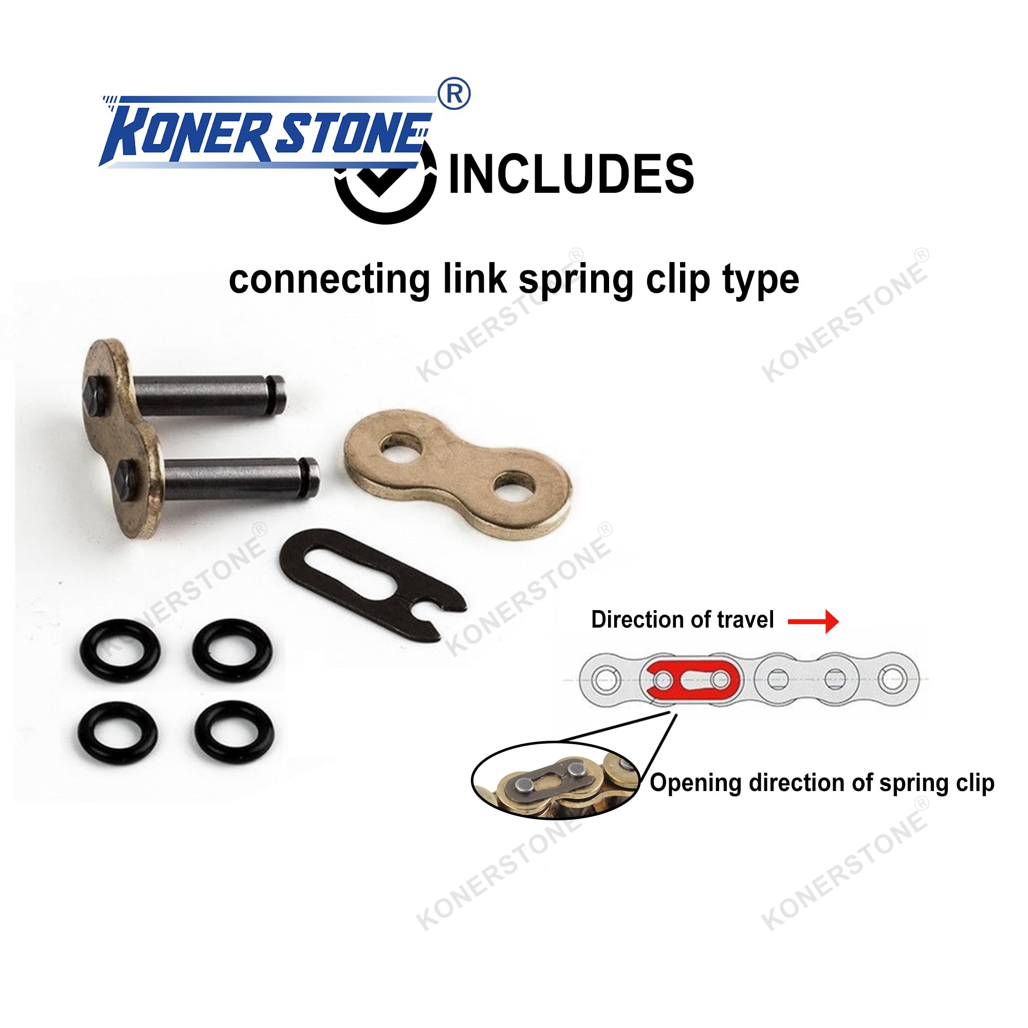 Cadena de Transmisión O-Ring 525-120 Eslabones con Eslabón de Conexión Rápida para Suzuki GSXR 600 1997-2023 DL650 Vstrom 650 / ABS/XT 2004-2023 SV650 SV650S 1999-2010 Accesorios motos Piezas Oro