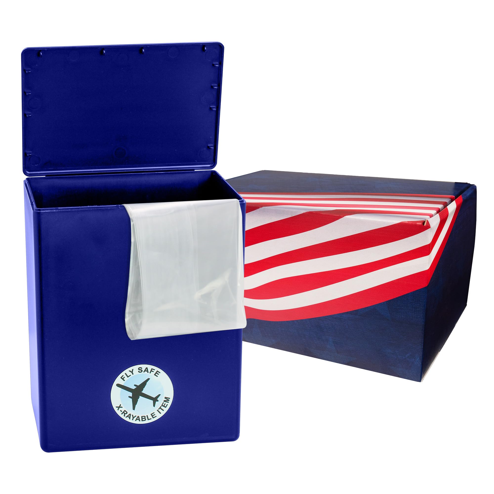 American Flag Themed TSA Approved Fly-Safe and Temporary Travel Cremation Urn Kit for Human Ashes - Airline and Mail Friendly - 200 Cubic Inch