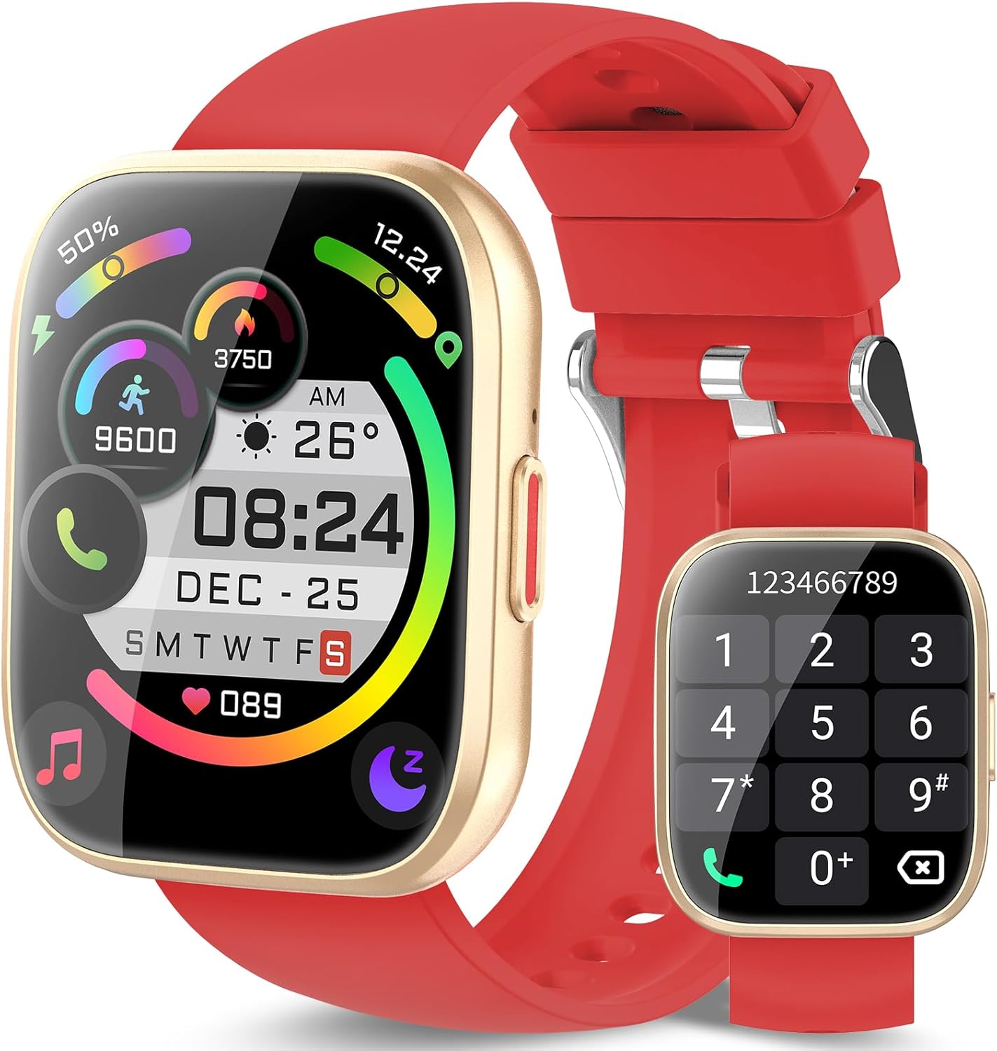 Smart Watch for Men Women Bluetooth Call, 1.85″ HD Touch Screen Fitness Watch with Sleep Heart Rate Monitor, 112+ Sports Modes, IP68 Waterproof Activity Trackers for Android iOS, Burgundy