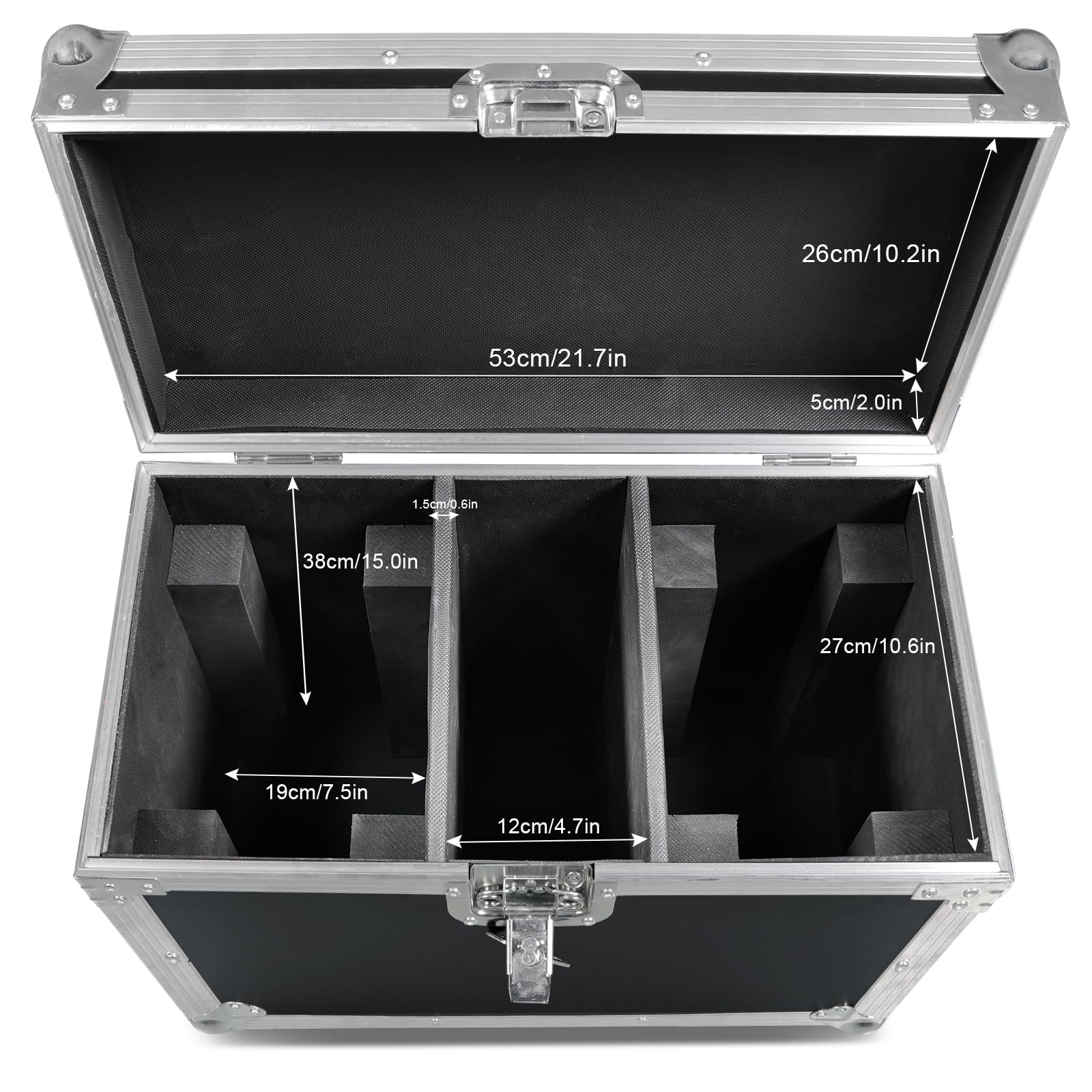 Flight case con Rotelle, Fly case 52,5 x 31 x 48 cm, per ZQ02241 150W teste mobili moving head led