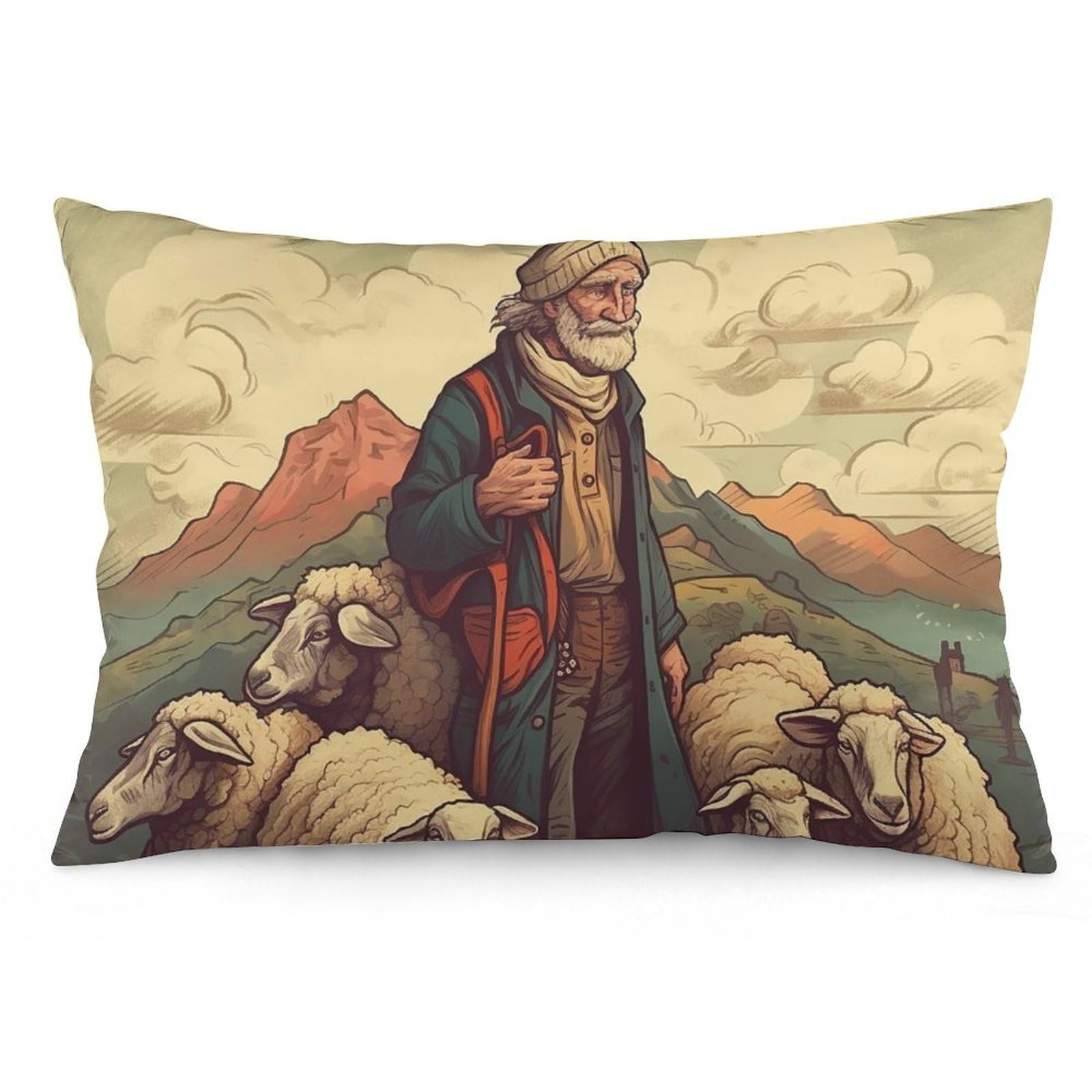 NTVOWPZO 2 Pack Decoration Throw Pillow Covers 20"x30" Pillowcases Covers Man Leads The Sheep Pillowcases Modern Farmhouse Home Decor Sofa Cushions Covers for Couch Bed Living Room