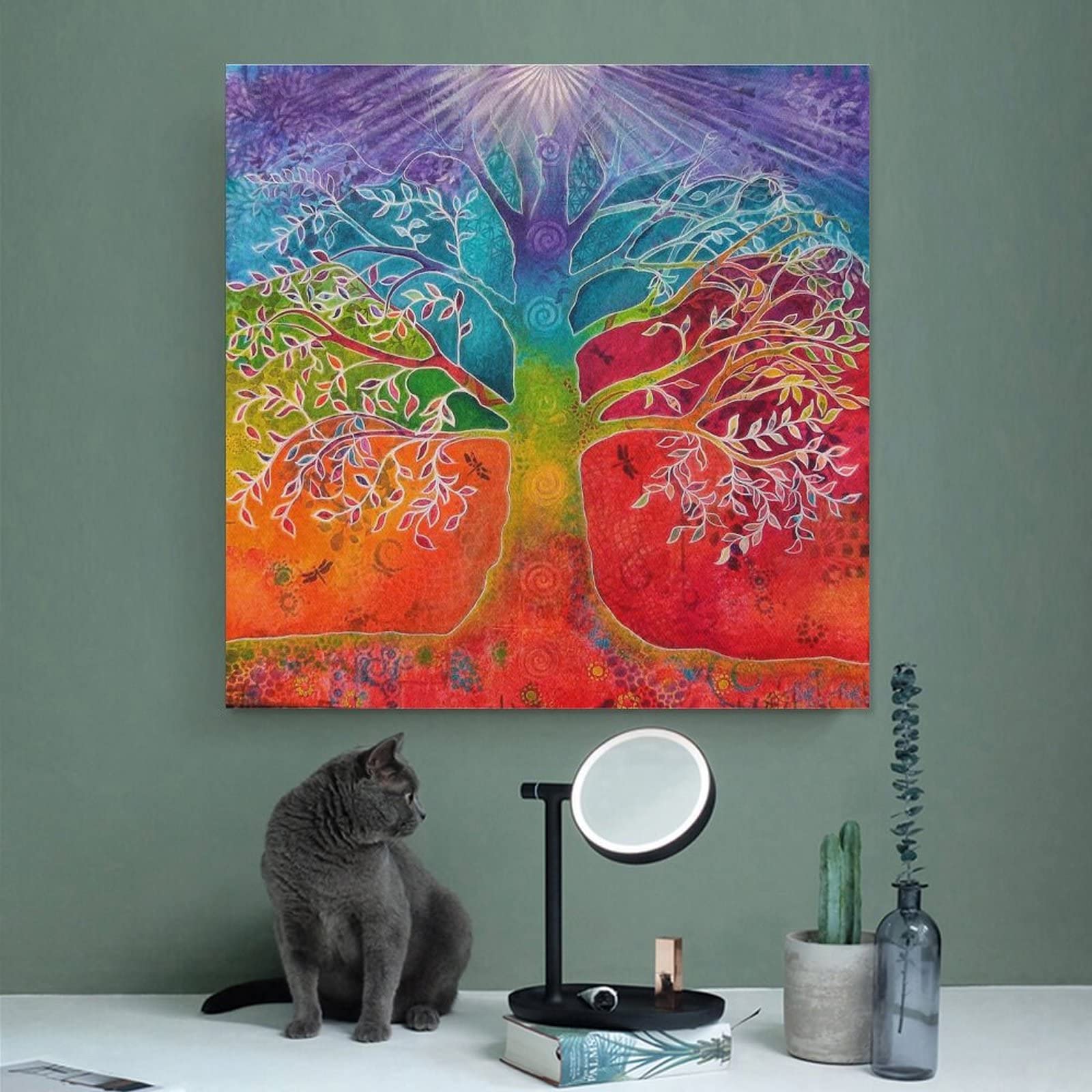 Amazon.co.jp: 絵画 カラフルな生命の木インテリア 絵画 自然の芸術