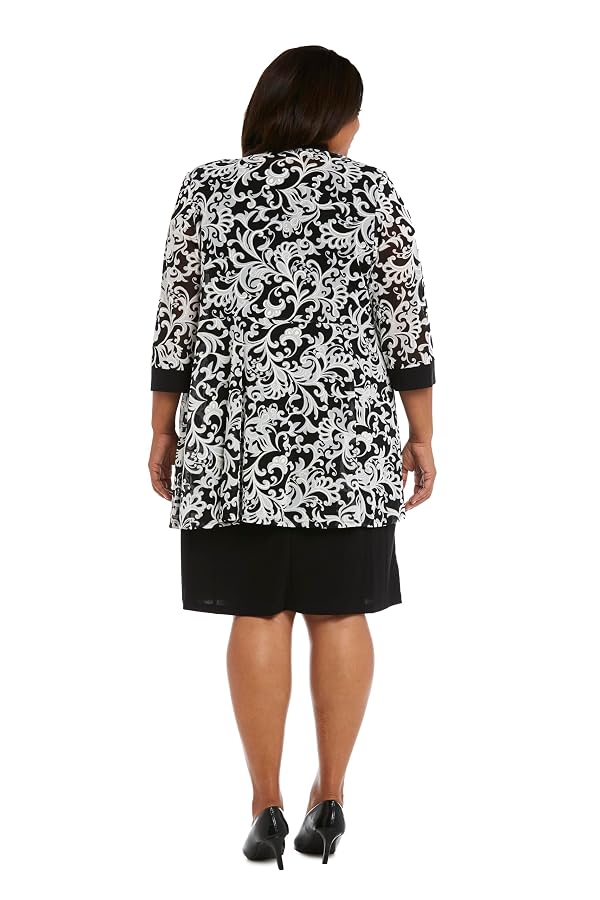 R&M Richards Women's 2-Piece Printed Power Mesh Jacket & Tank Dress with Necklace for Formal Day-to-Evening Occasions by R&M Richards - Used condition - Image 3