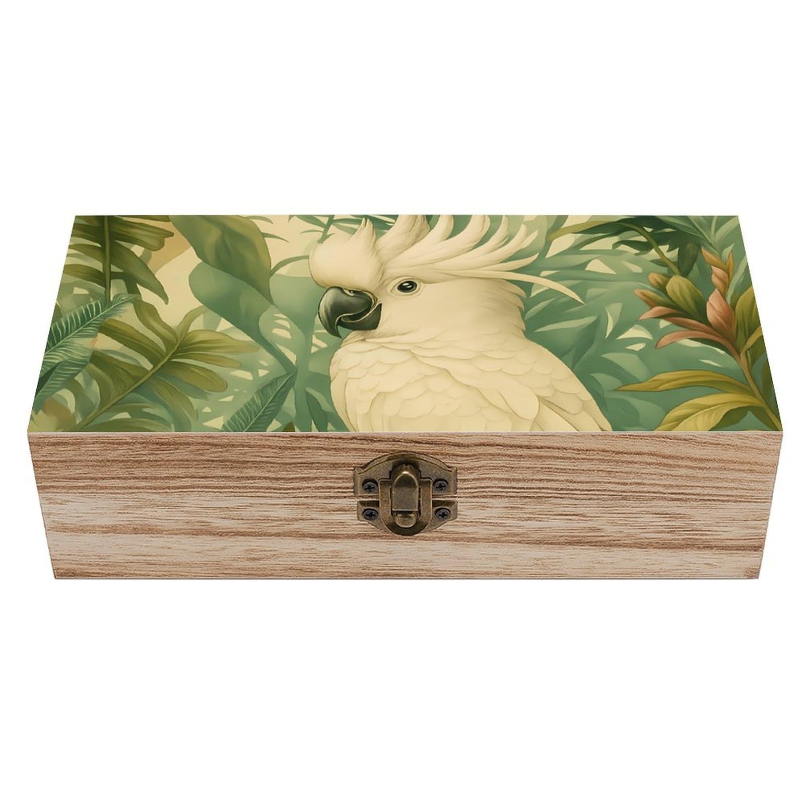 HLBSDM Tropical Cockatoo Retro Wooden Storage Box Jewelry Art Gift Boxs Decorative Keepsake Boxes