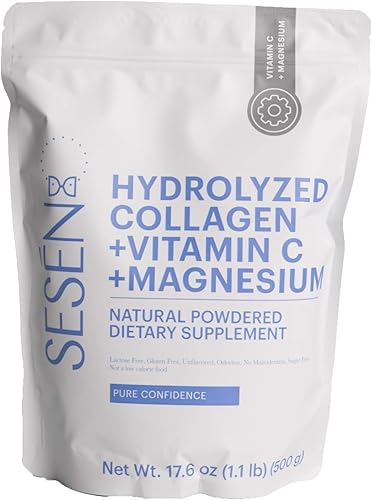 SESEN Colágeno hidrolizado + vitamina C + magnesio (azul) polvo 17.6 oz
