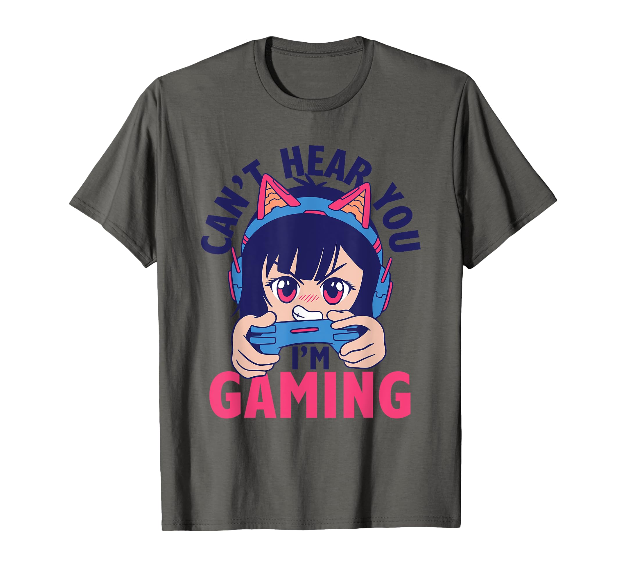 Can't Hear You I'm Gaming Funny Gamer Anime Cartoon Graphic T-Shirt