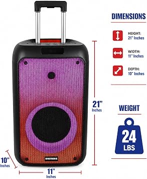 Singtronic BT-0808Pro Portable 500W All in One Karaoke System, Free: 2 x Professionial Microphones